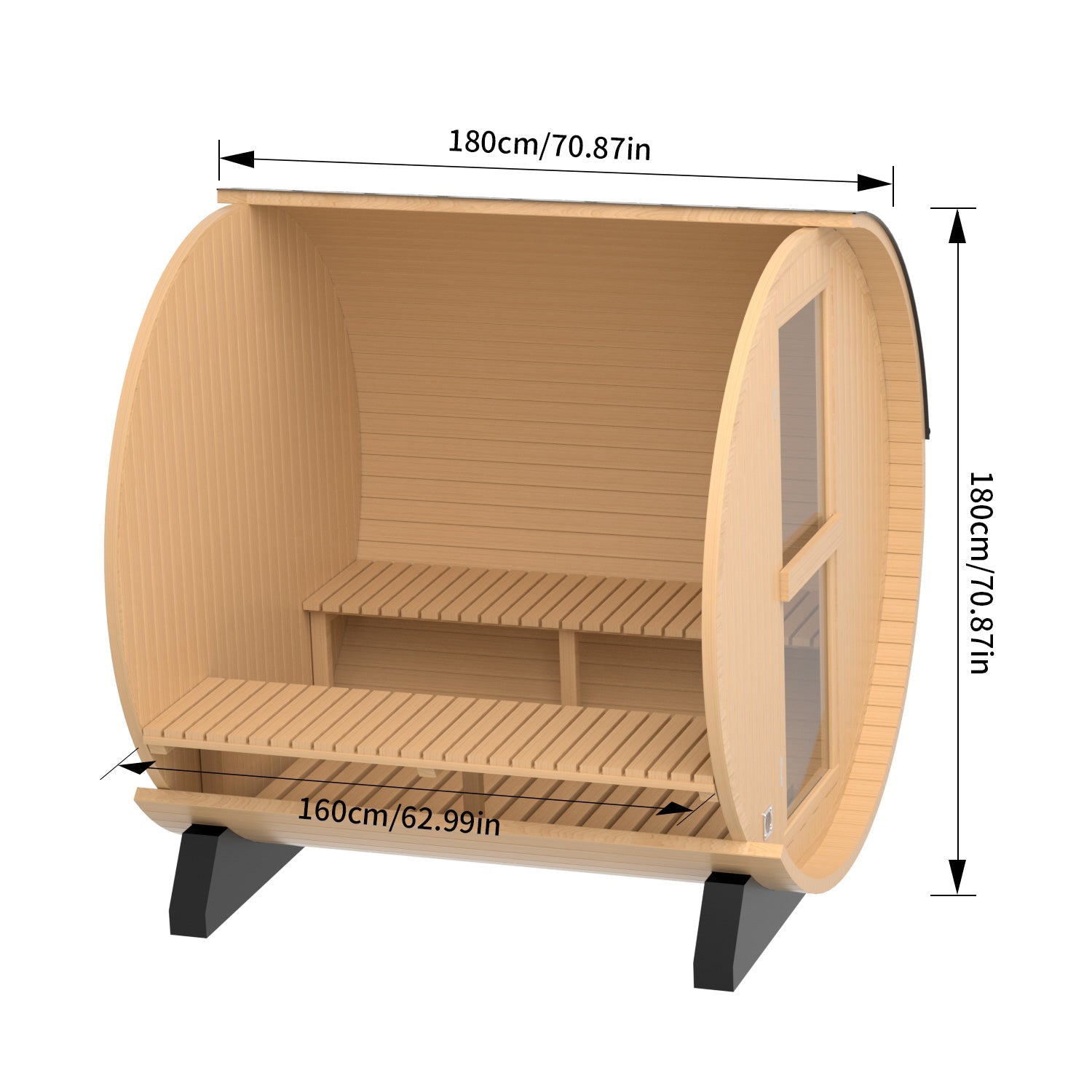 4 Person Outdoor Barrel Sauna, Canadian Hemlock Traditional Steam Barrel Sauna Kit with Outdoor Waterproof Tile, Lava Rocks and More HELIUS