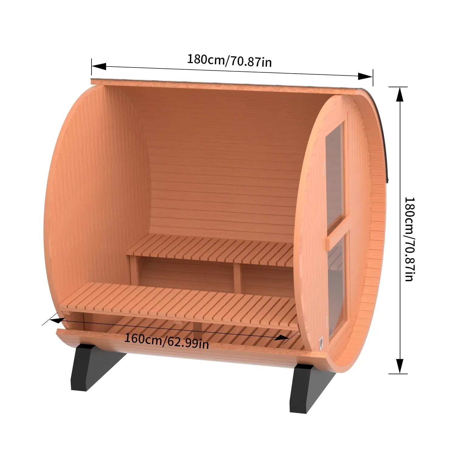 4 Person Outdoor Barrel Sauna, Patchwork Red Cedar Traditional Steam Barrel Sauna Kit with Outdoor Waterproof Tile and More HELIUS