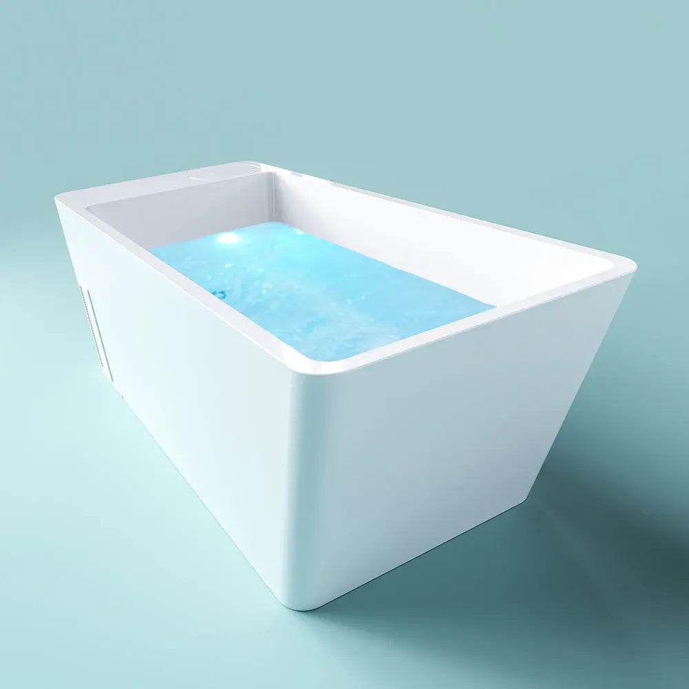 Acrylic Ice Bath Tub with Built-In Ice Machine – All-in-One Cold Plunge Spa System for Athlete Recovery, Hydrotherapy & Home Gym, Modern Sleek Cooling Design HELIUS