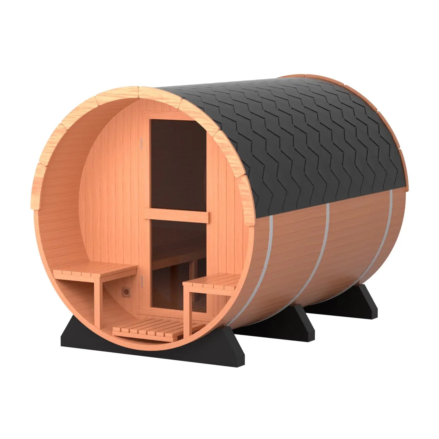 6-Person Patchwork Red Cedar Sauna with Heater and Acrylic Viewing Window HELIUS