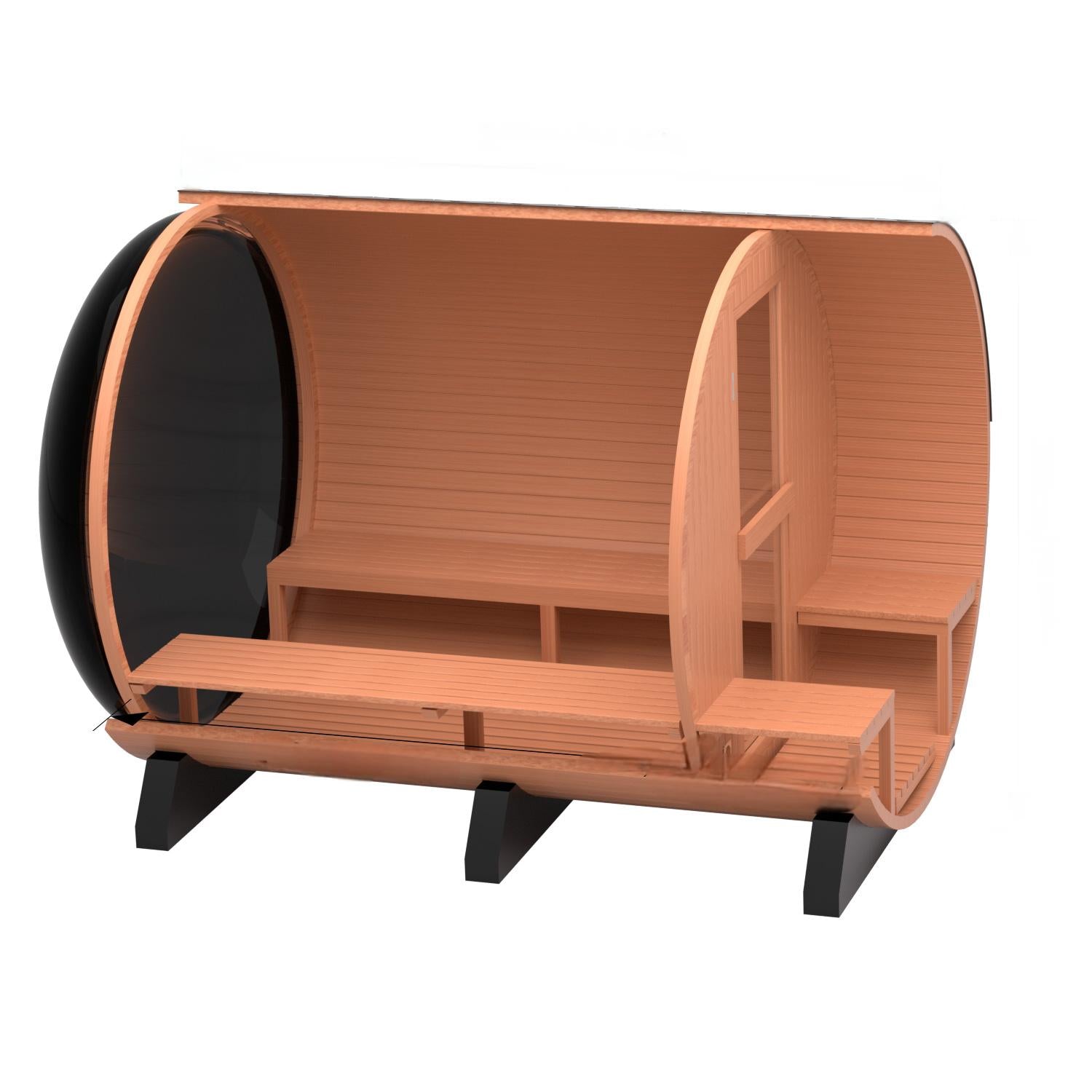 6-Person Patchwork Red Cedar Sauna with Heater and Acrylic Viewing Window HELIUS