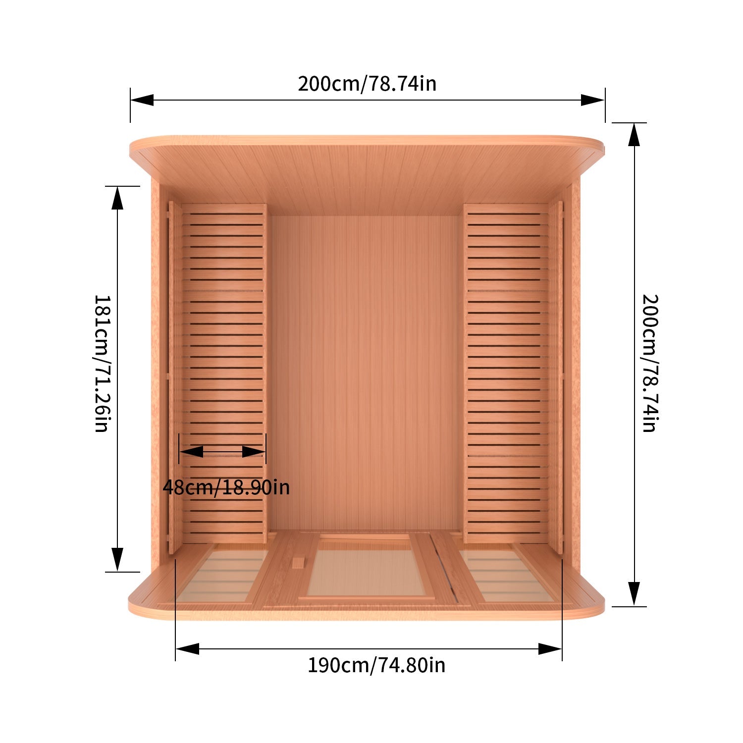 Outdoor Square Sauna, Patchwork Red Cedar Traditional Steam Sauna Kit with Outdoor Waterproof Tile and More HELIUS