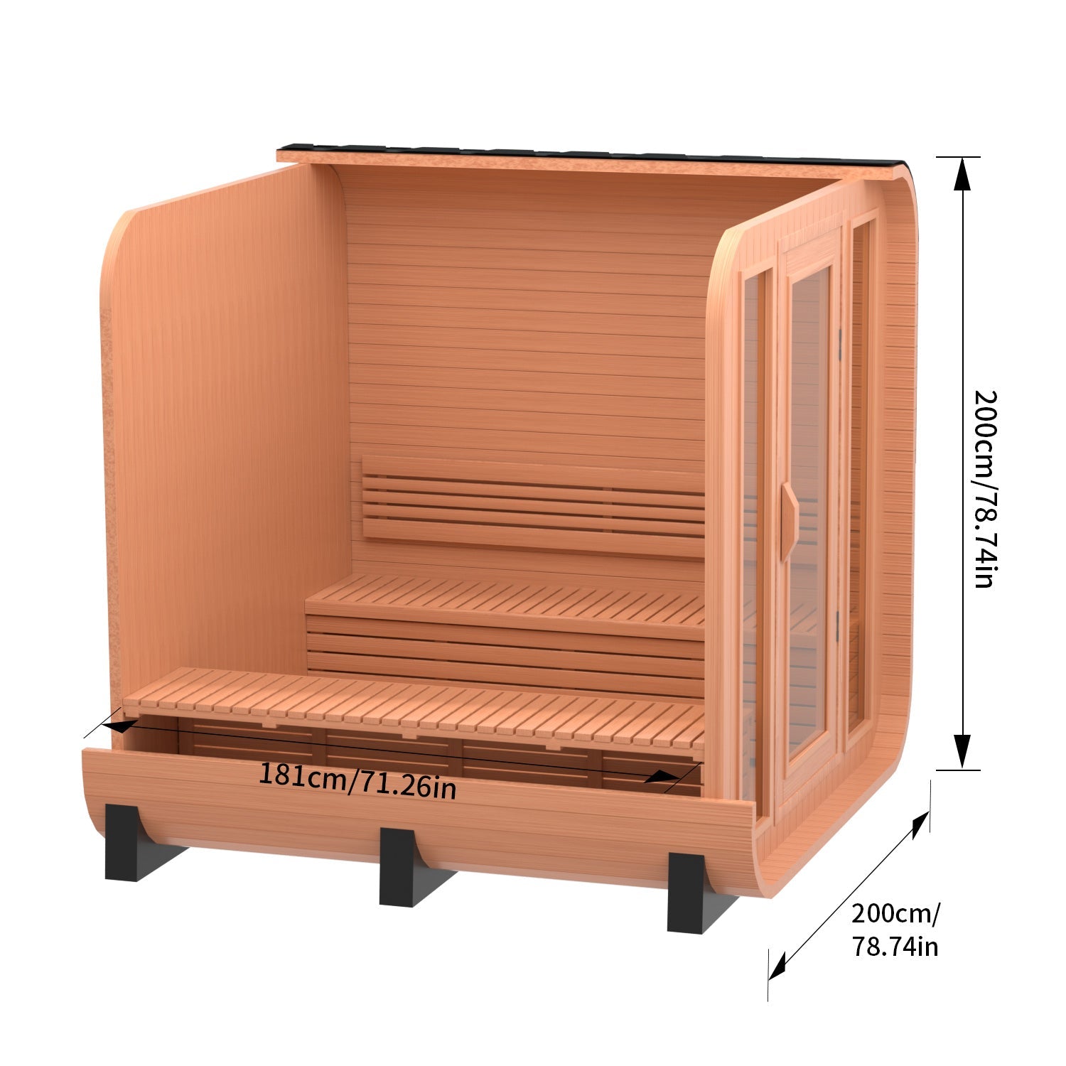 Outdoor Square Sauna, Patchwork Red Cedar Traditional Steam Sauna Kit with Outdoor Waterproof Tile and More HELIUS