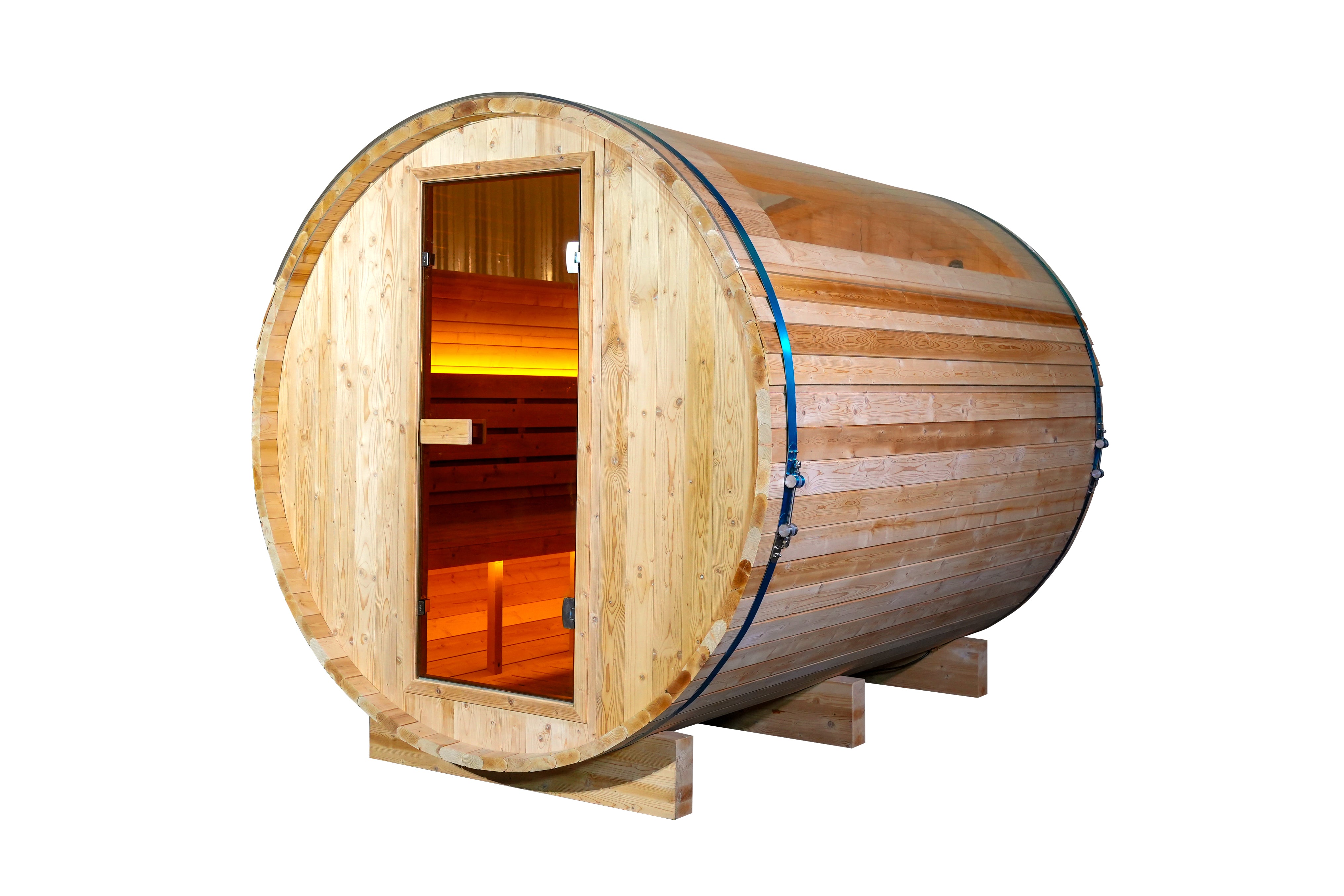 4-6 Person Outdoor Barrel Sauna, Traditional Steam Sauna with Panoramic View Window, Thermo Spruce Wood, for Backyard Garden Home Spa Relaxation