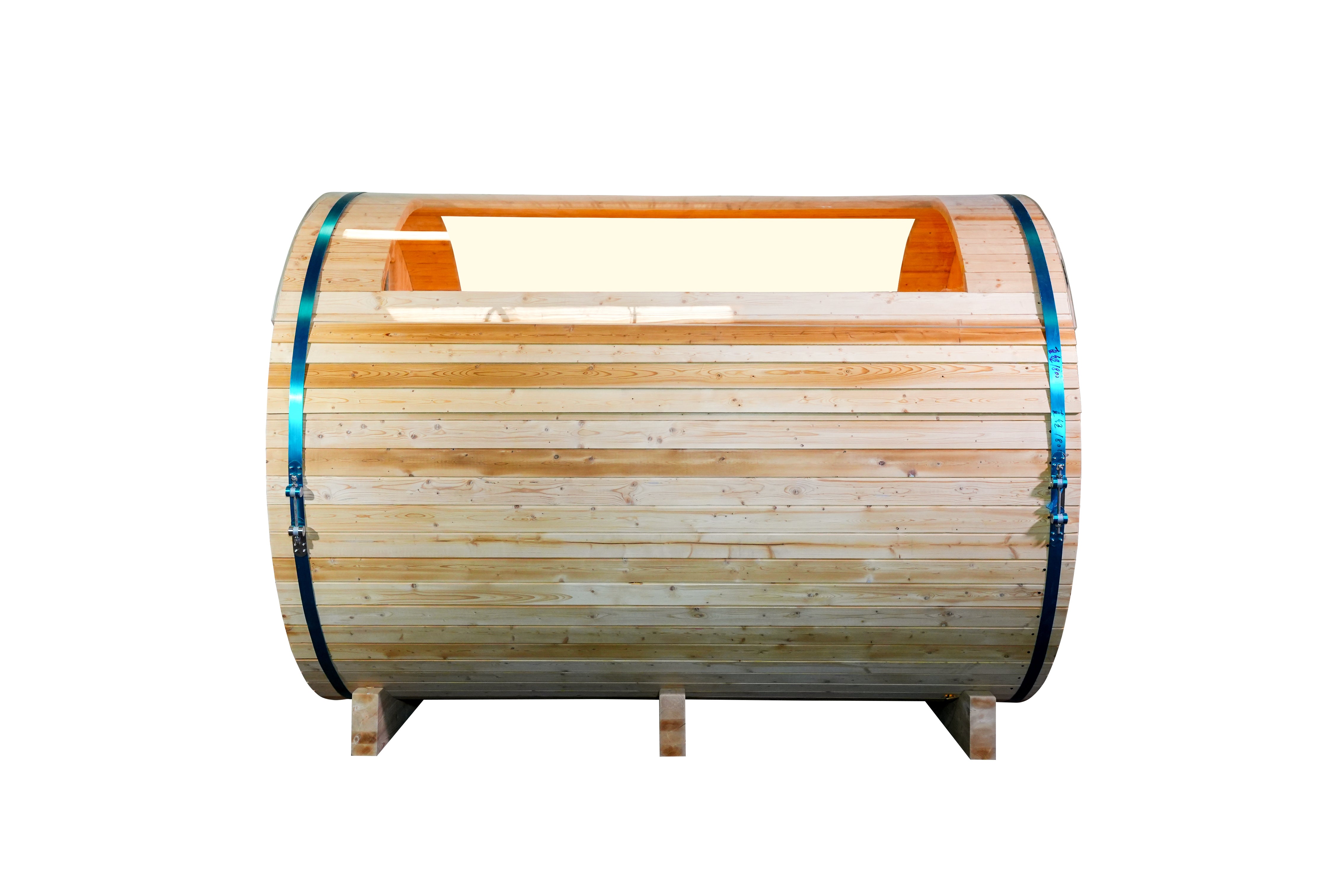 4-6 Person Outdoor Barrel Sauna, Traditional Steam Sauna with Panoramic View Window, Thermo Spruce Wood, for Backyard Garden Home Spa Relaxation