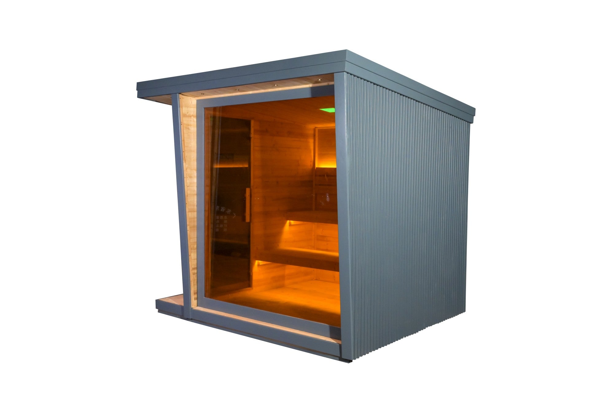 6 - Person Traditional Square Steam Sauna: Solid Wood Core with Aluminum - Alloy - Tiled Sides and Roof