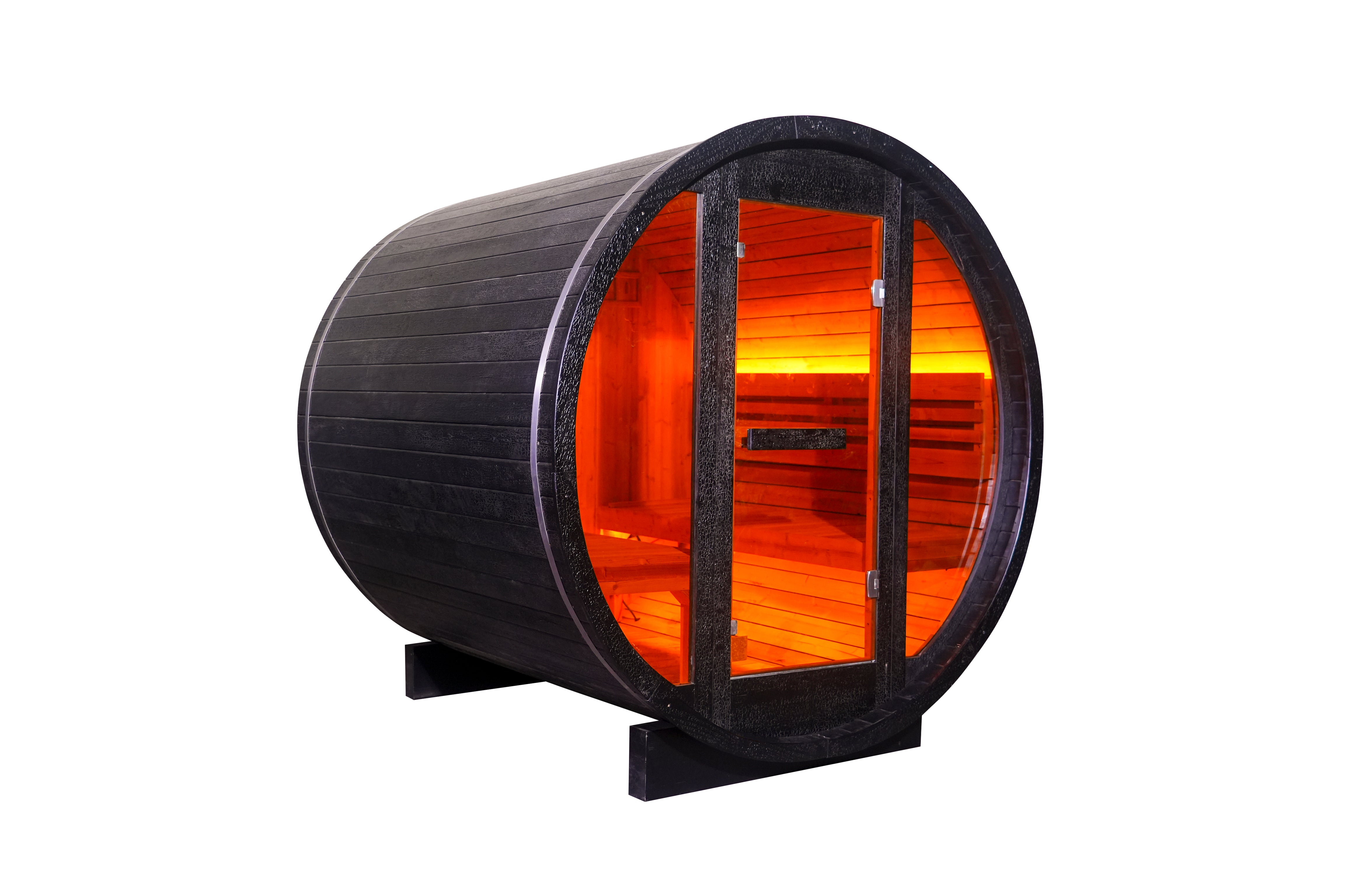 4 - Person Black Traditional Barrel Steam Sauna: Share Timeless Relaxation & Wellness