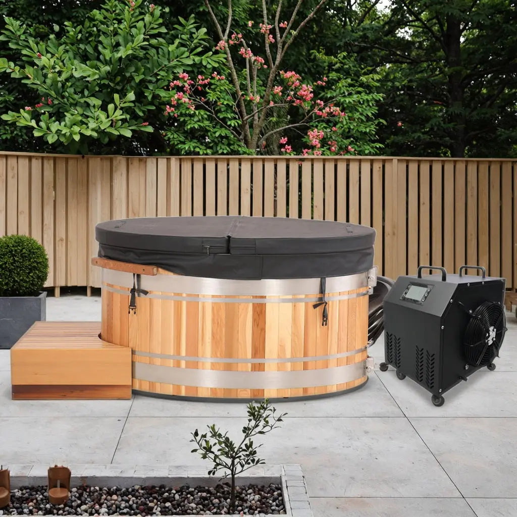 Premium Red Cedar Oval Ice Bath Tub – Cold Plunge Spa Barrel for Athletes Recovery & Therapeutic Home Use, Natural Wooden Therapy Tub HELIUS