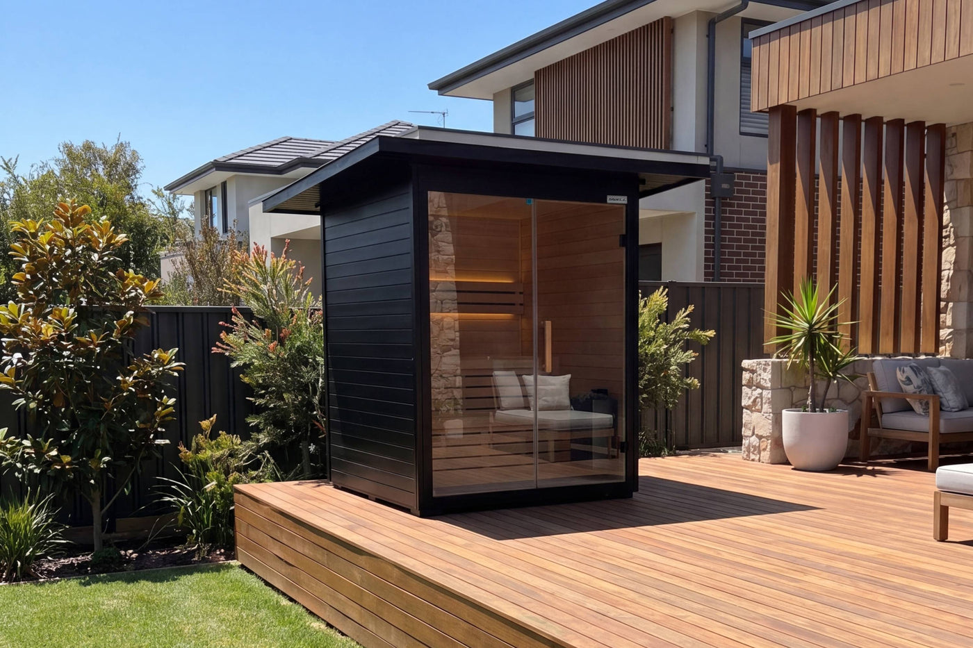 Premium Canadian Red Cedar Sauna for 3-4 People | 6kW Heater, Tempered Glass Front, LED Lighting, Indoor/Outdoor Use, with Complete Accessories for Home Wellness Recovery