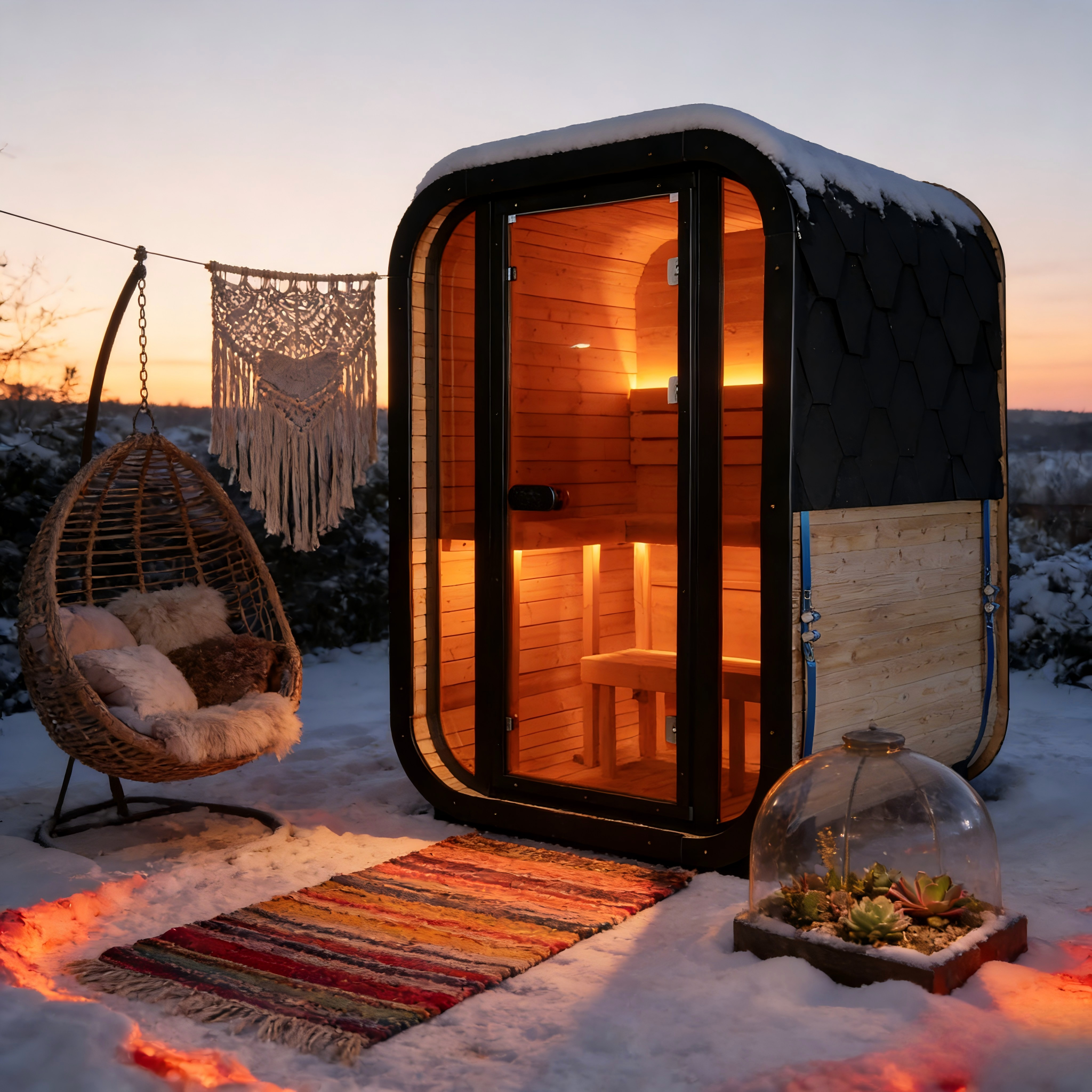 Outdoor Traditional Steam Sauna - Thermo Spruce Wood, Tinted Glass, 6KW Heater, 1-2 Person Capacity for Backyard/Patio Relaxation Product Description