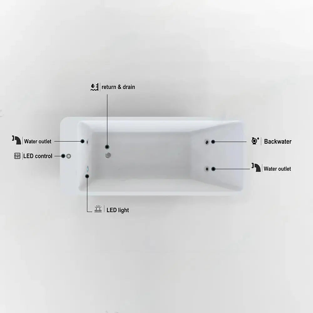 Rectangular Cold Plunge Tub Soaking Bathtub Acrylic Freestanding Ice Bath Tub Anyi Health