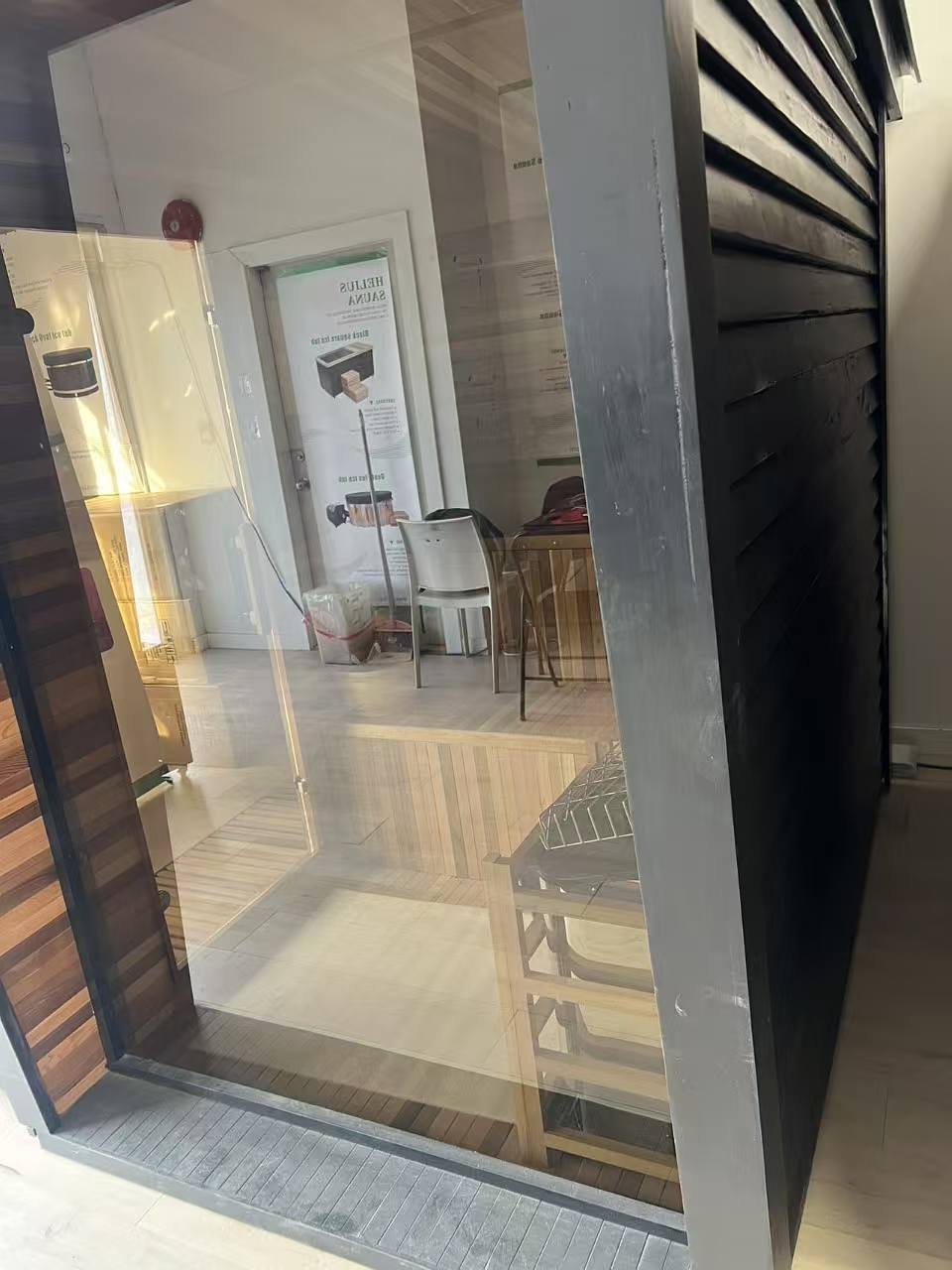 Outdoor 4-6 Person Black Square Traditional Steam Sauna with Red Cedar Construction, 9000W Heater – with Wooden Shingles