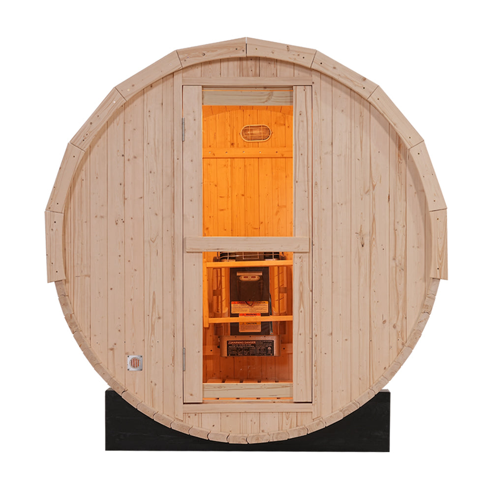 2-4 Person Outdoor Barrel Sauna - Premium White Pine Construction | Backyard Steam Relaxation Haven