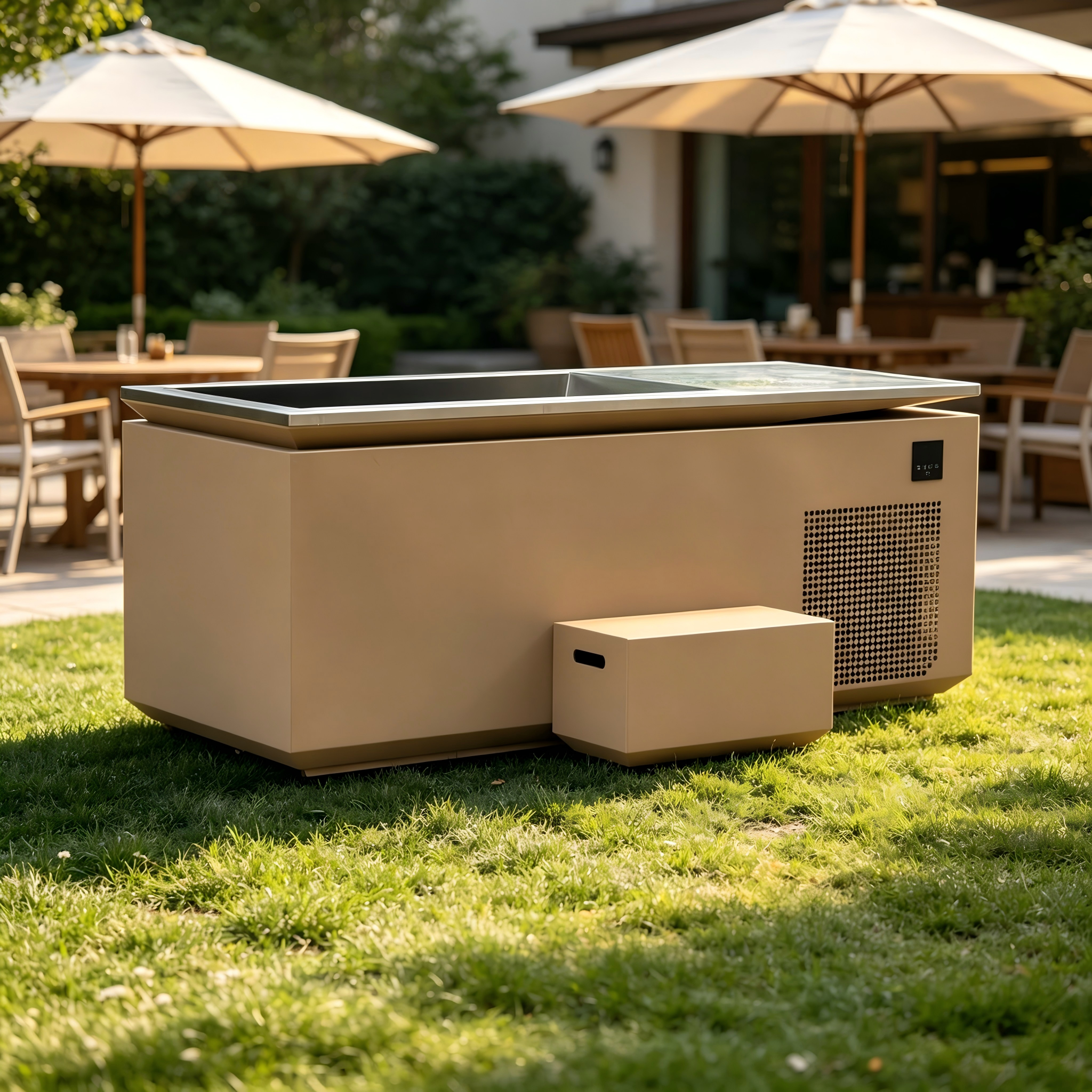 Stainless Steel Cold Plunge Tub with 1HP Chiller & Pump – All-in-One Ice Bath for Athletes Recovery, Cold Water Therapy, Indoor/Outdoor Use