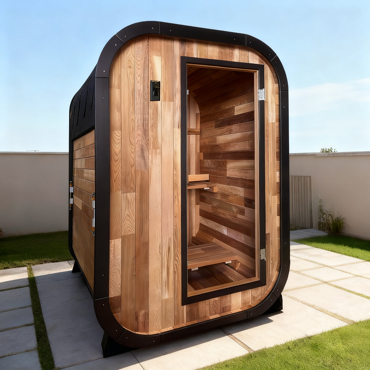 1 - 2 Person Outdoor Traditional Steam Sauna, Handcrafted with Red Cedar Wood