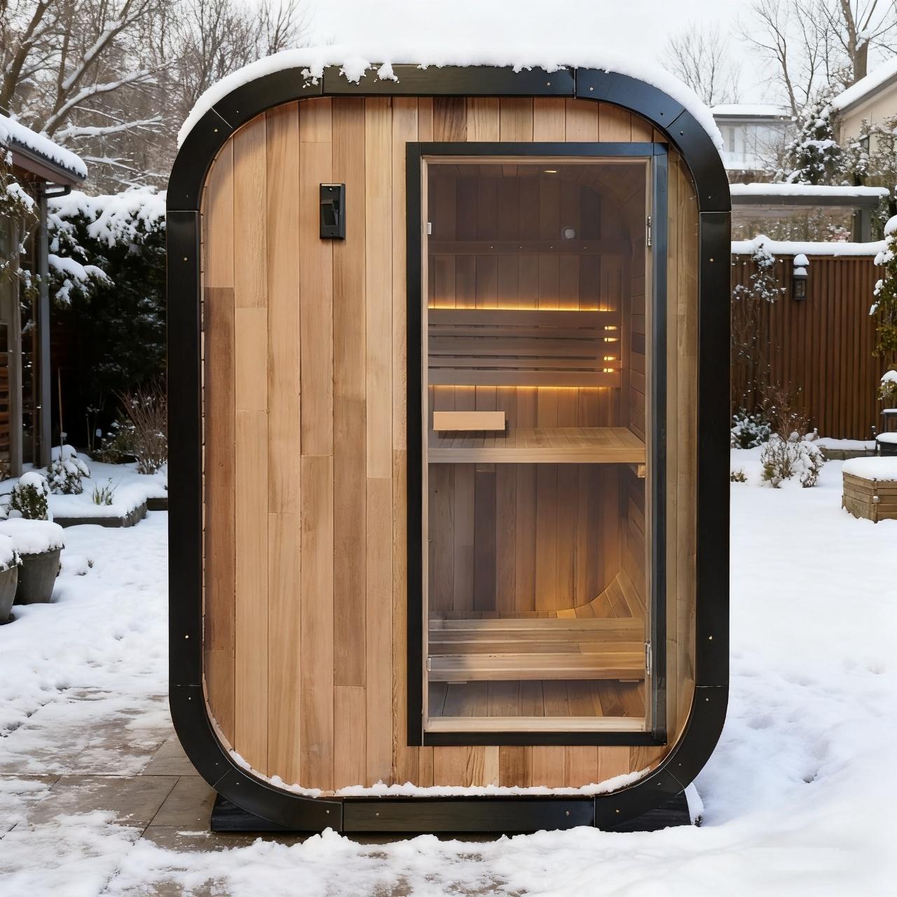 1 - 2 Person Outdoor Traditional Steam Sauna, Handcrafted with Red Cedar Wood