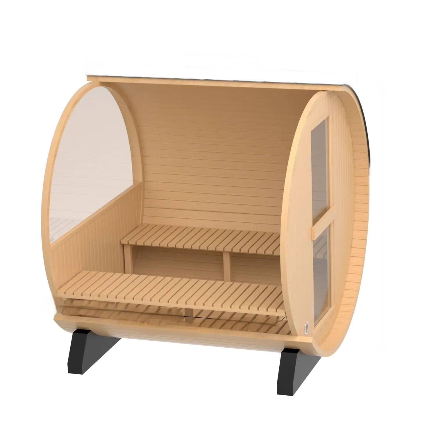 4 Person Outdoor Barrel Sauna, Hemlock Traditional Steam Barrel Sauna Kit with Half-viewing Window HELIUS