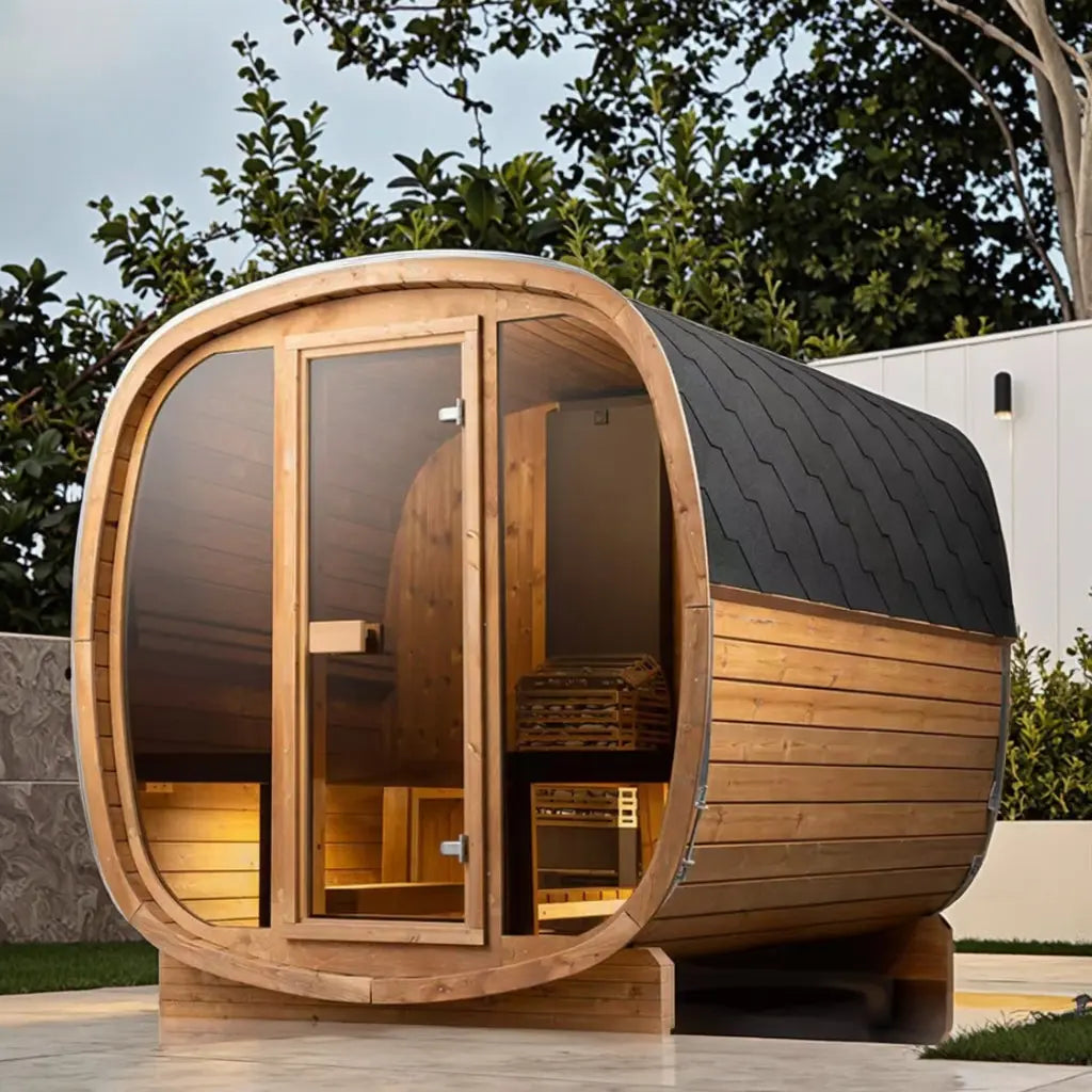 4-person Brown Square Outdoor Sauna HELIUS