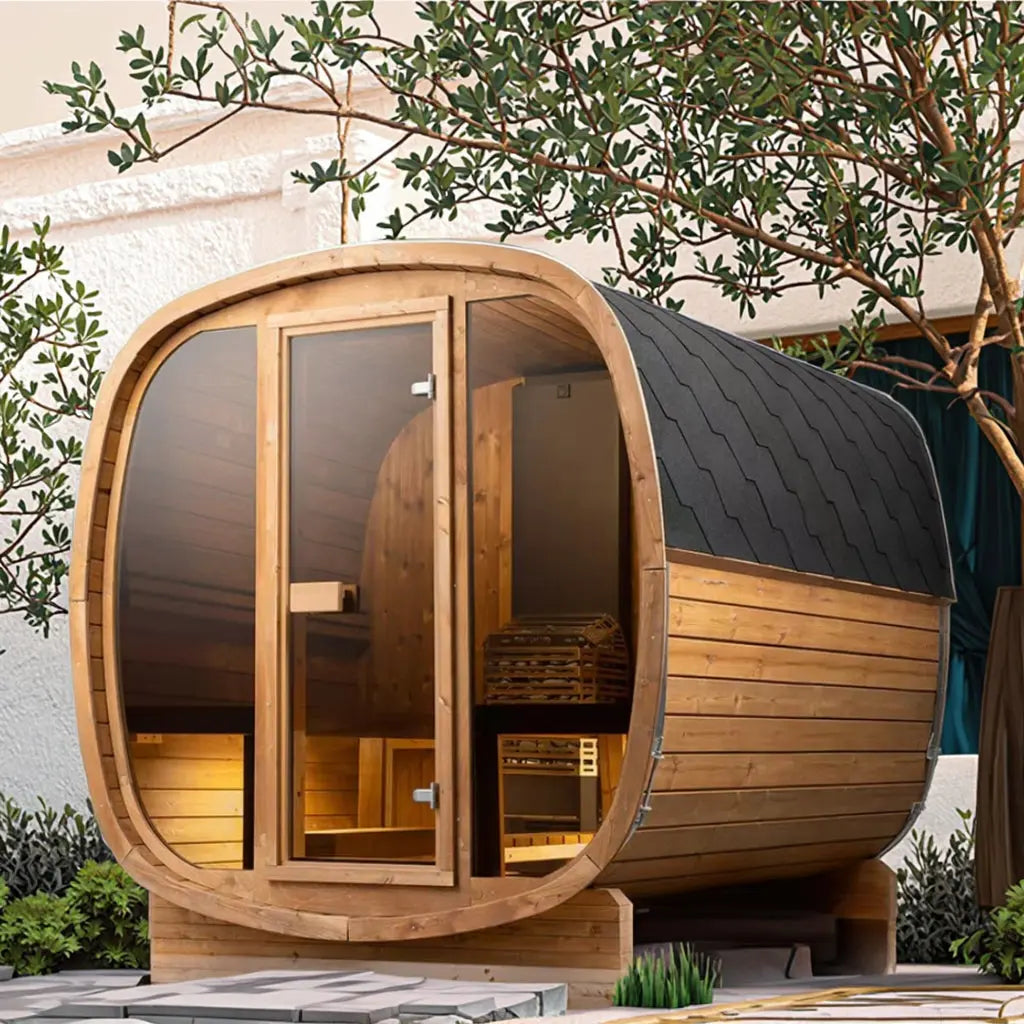 4-person Brown Square Outdoor Sauna HELIUS