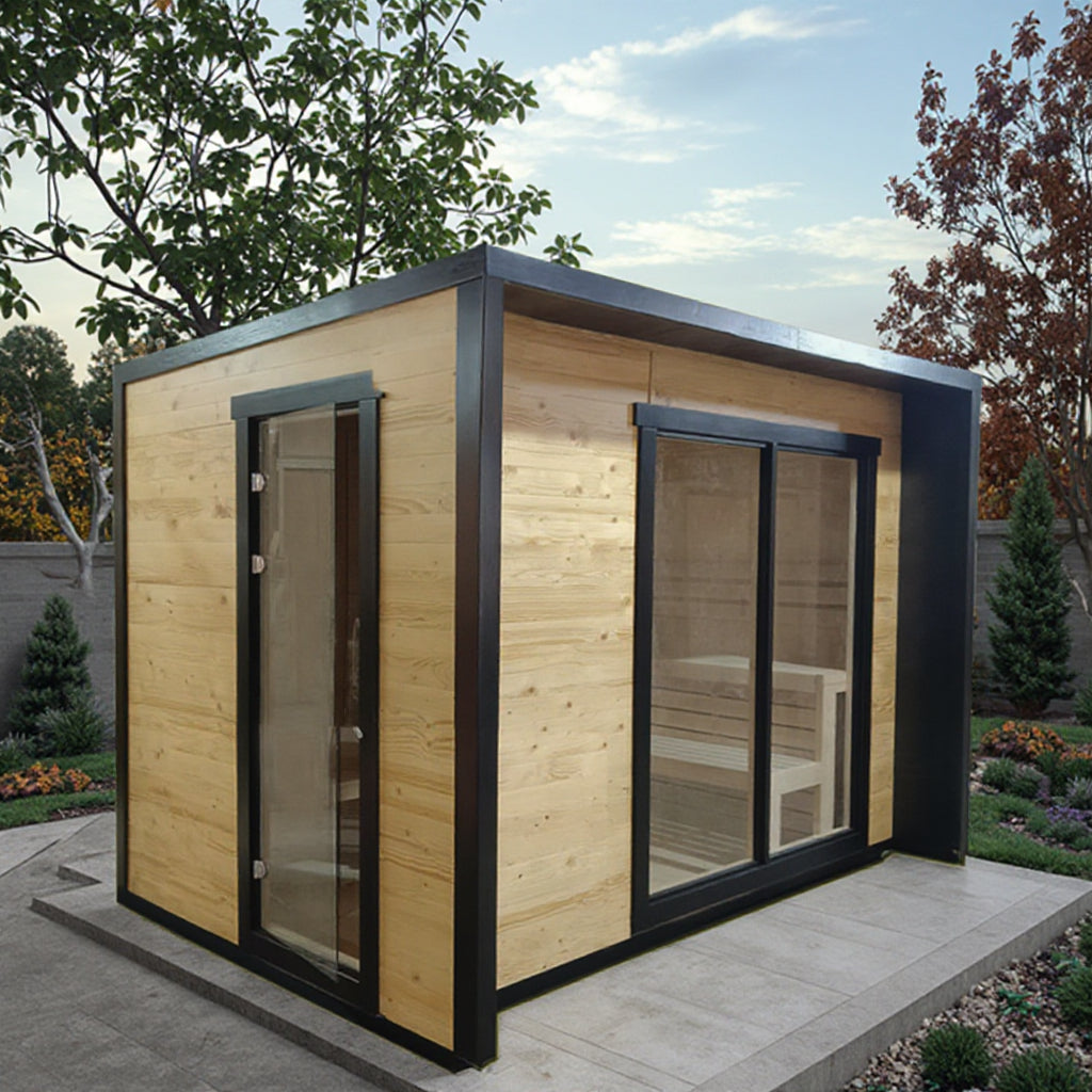【New product pre-sale】6-person Square Luxury Outdoor Sauna with Private Changing Room - XPO