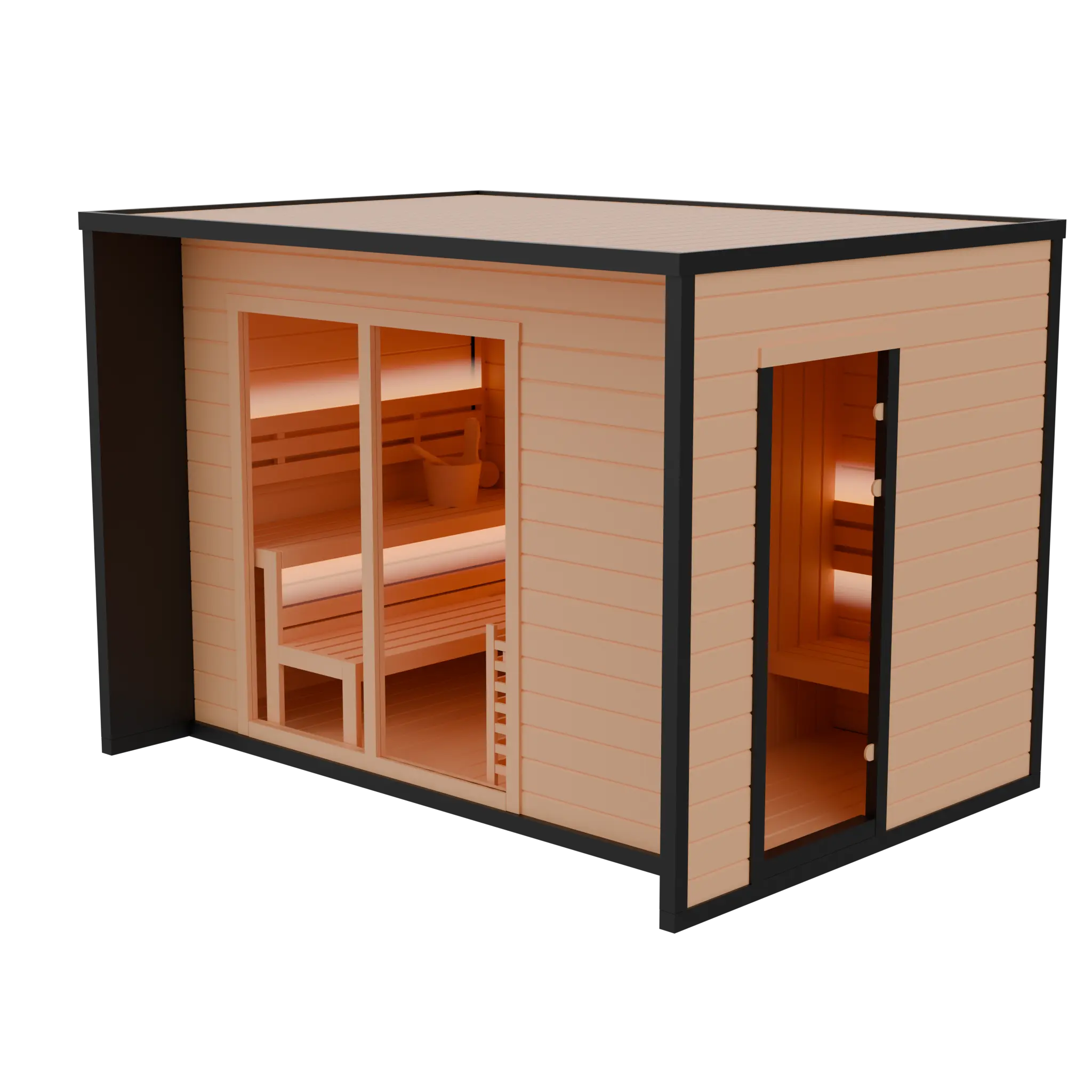 【New product pre-sale】6-person Square Luxury Outdoor Sauna with Private Changing Room - XPO HELIUS