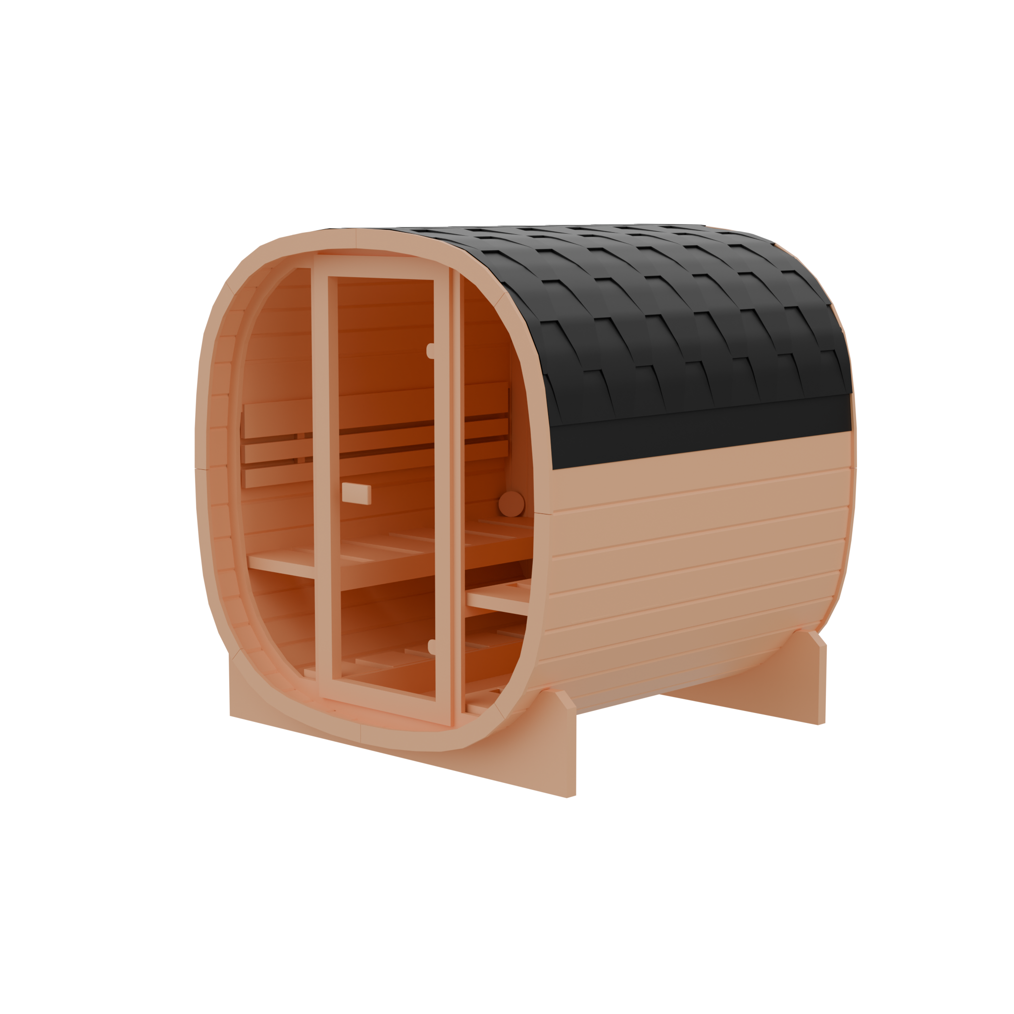 4-person Brown Square Outdoor Sauna