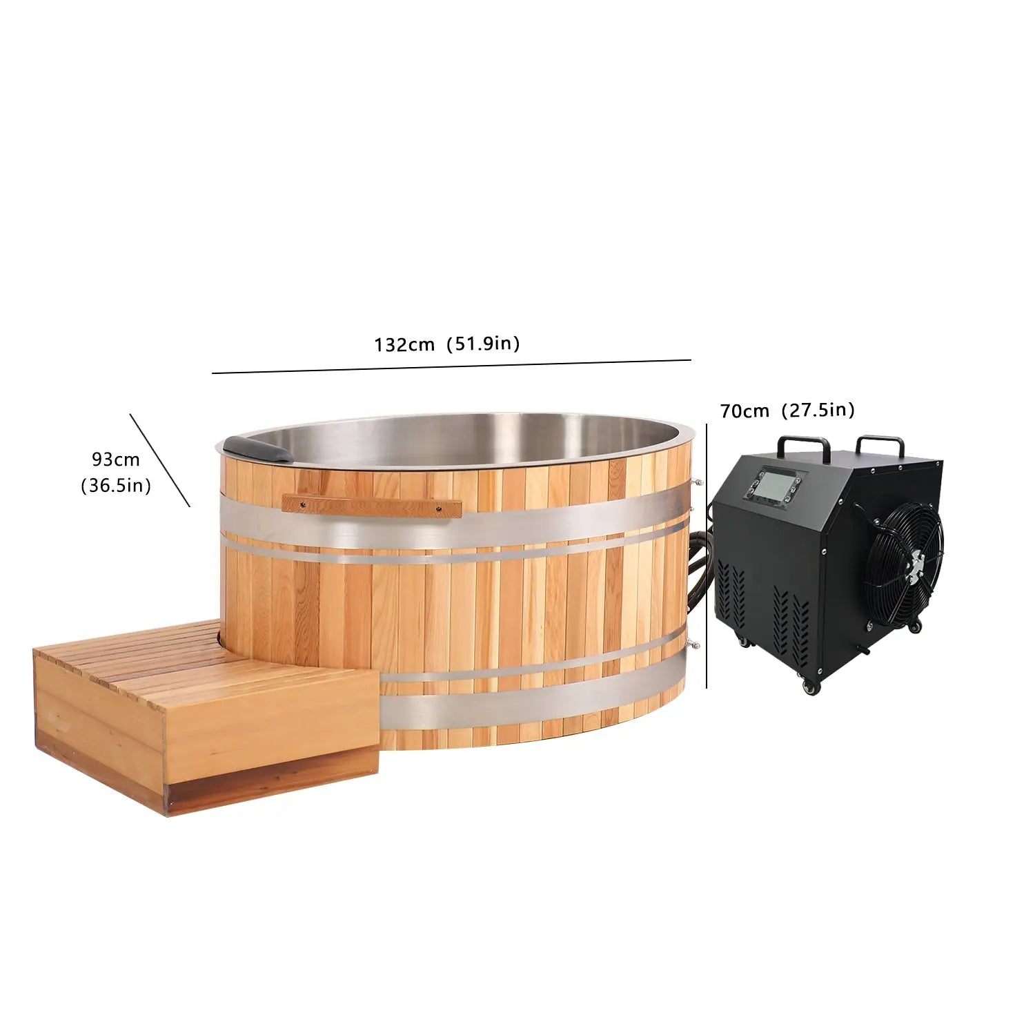 Premium Red Cedar Oval Ice Bath Tub – Cold Plunge Spa Barrel for Athletes Recovery & Therapeutic Home Use, Natural Wooden Therapy Tub HELIUS