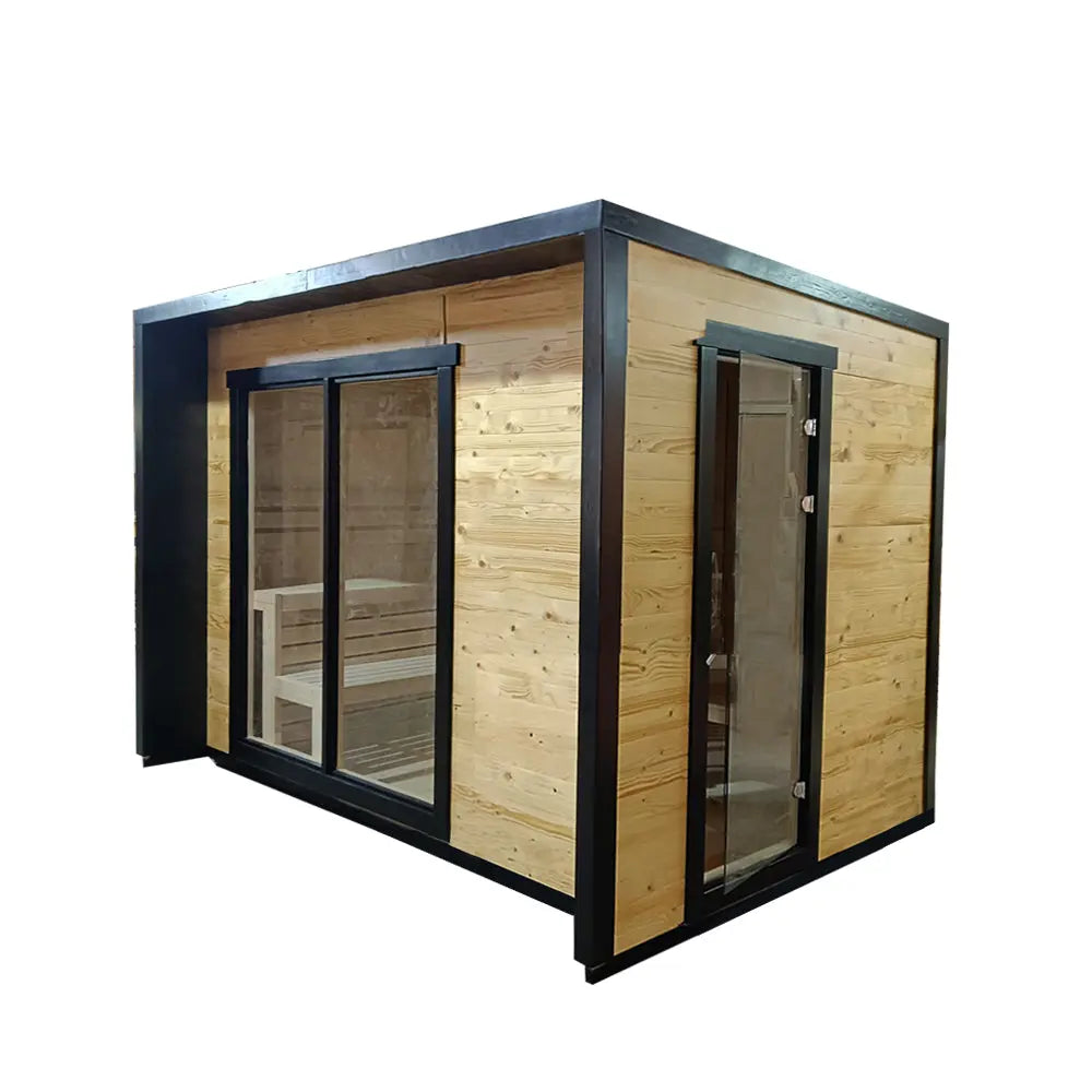 【New product pre-sale】6-person Square Luxury Outdoor Sauna with Private Changing Room - XPO HELIUS