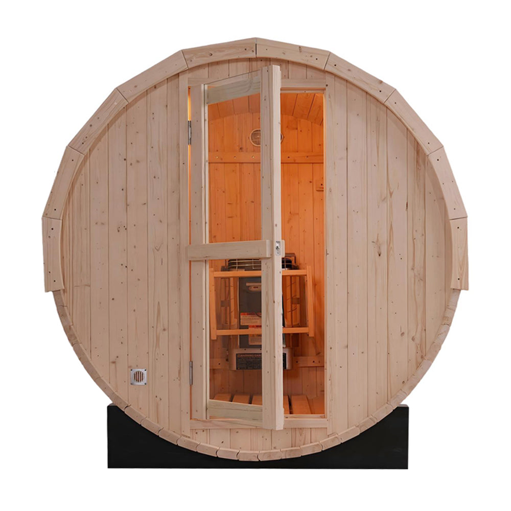 2-4 Person Outdoor Barrel Sauna - Premium White Pine Construction | Backyard Steam Relaxation Haven