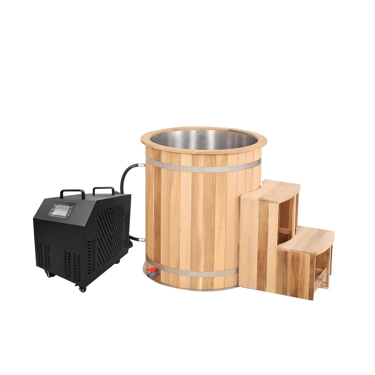 Round Red Cedar Cold Plunge Tub, Cold Plunge Barrel for Human Cryotherapy, Spa & Muscle Recovery – Natural Wood Wellness Design HELIUS