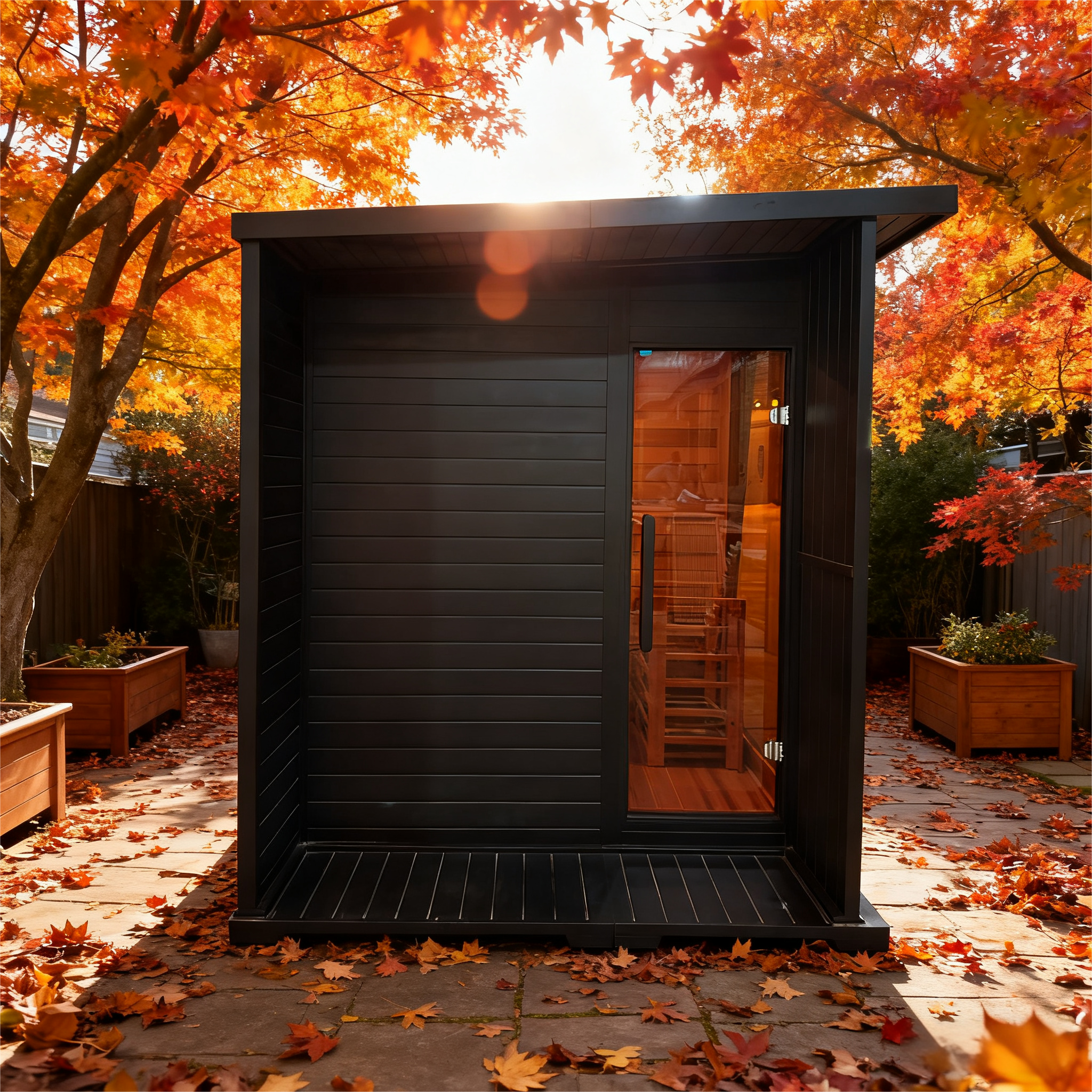 New Luxury High-End Black Square Outdoor Sauna (luxury outdoor sauna)