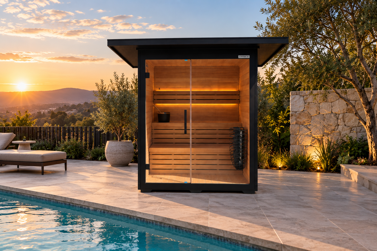 Premium Canadian Red Cedar Sauna for 3-4 People | 6kW Heater, Tempered Glass Front, LED Lighting, Indoor/Outdoor Use, with Complete Accessories for Home Wellness Recovery