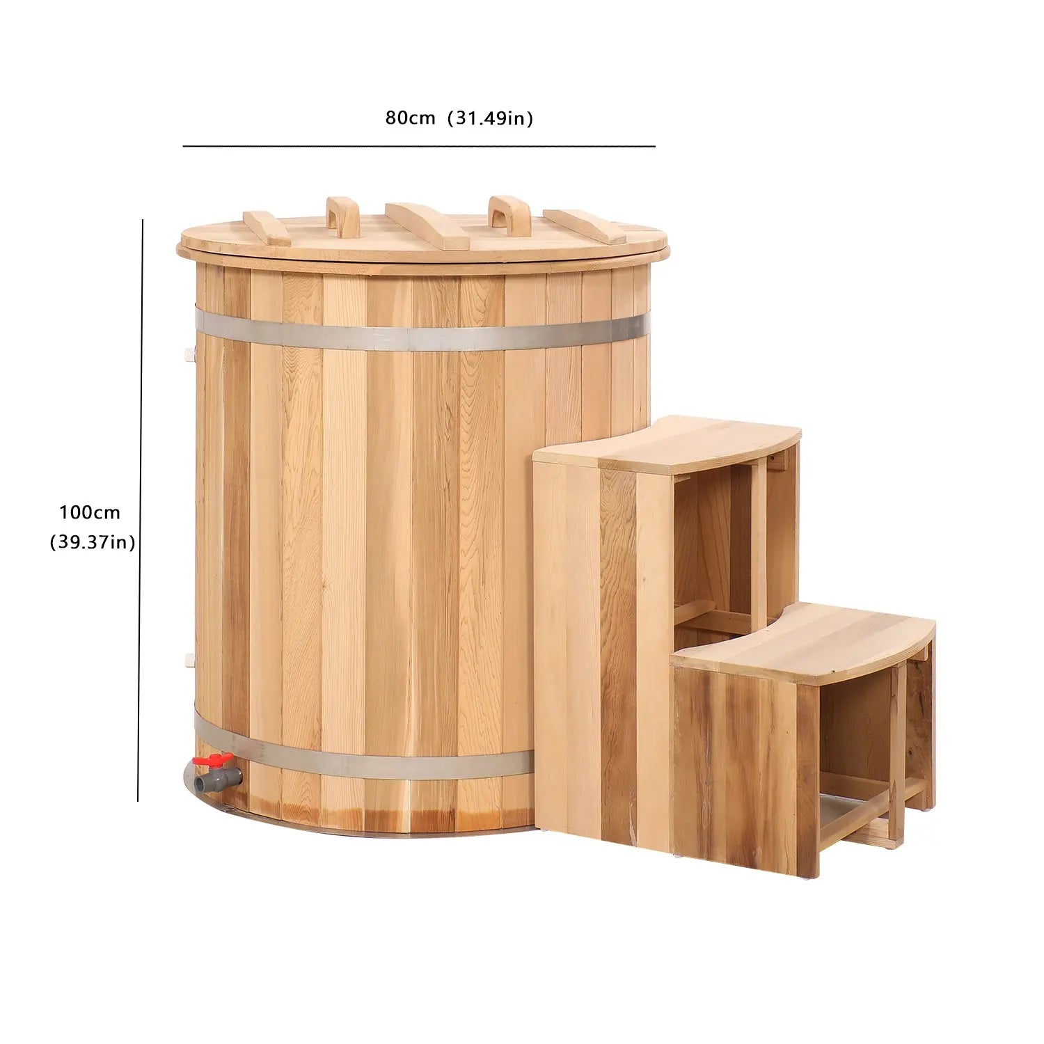 Round Red Cedar Cold Plunge Tub, Cold Plunge Barrel for Human Cryotherapy, Spa & Muscle Recovery – Natural Wood Wellness Design HELIUS