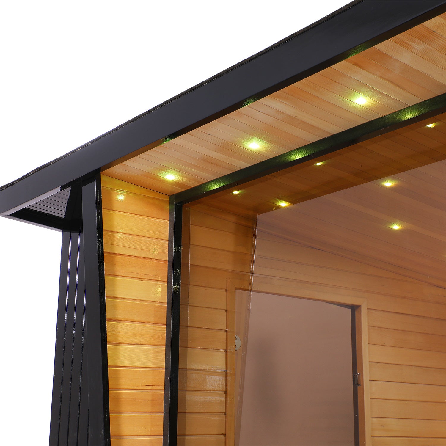 Outdoor Black Square Traditional Steam Sauna Cabin | Classic Canadian Hemlock Wood Detox Experience