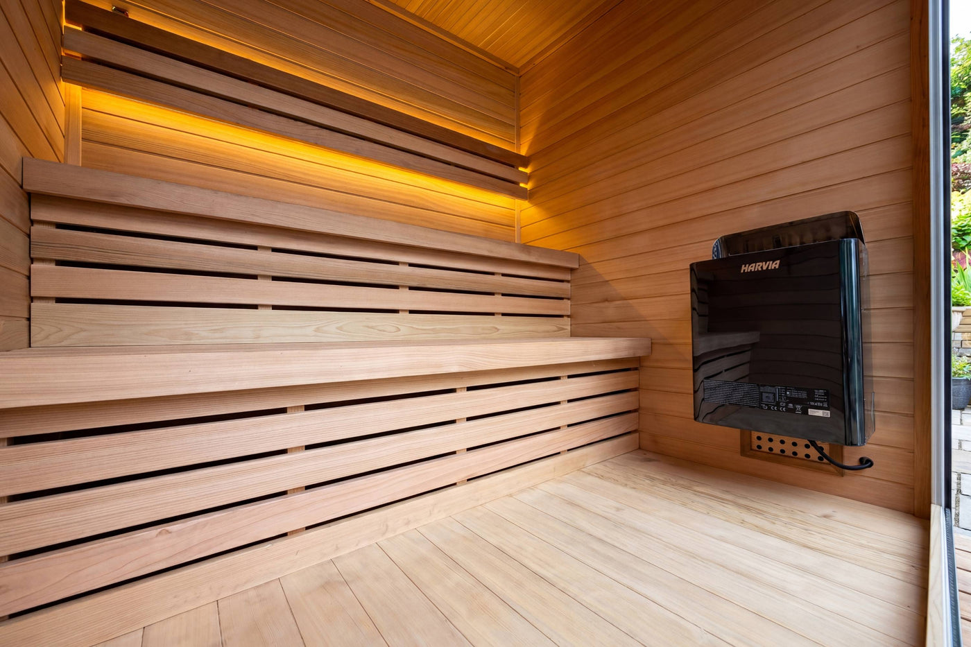 Premium Canadian Red Cedar Sauna for 3-4 People | 6kW Heater, Tempered Glass Front, LED Lighting, Indoor/Outdoor Use, with Complete Accessories for Home Wellness Recovery