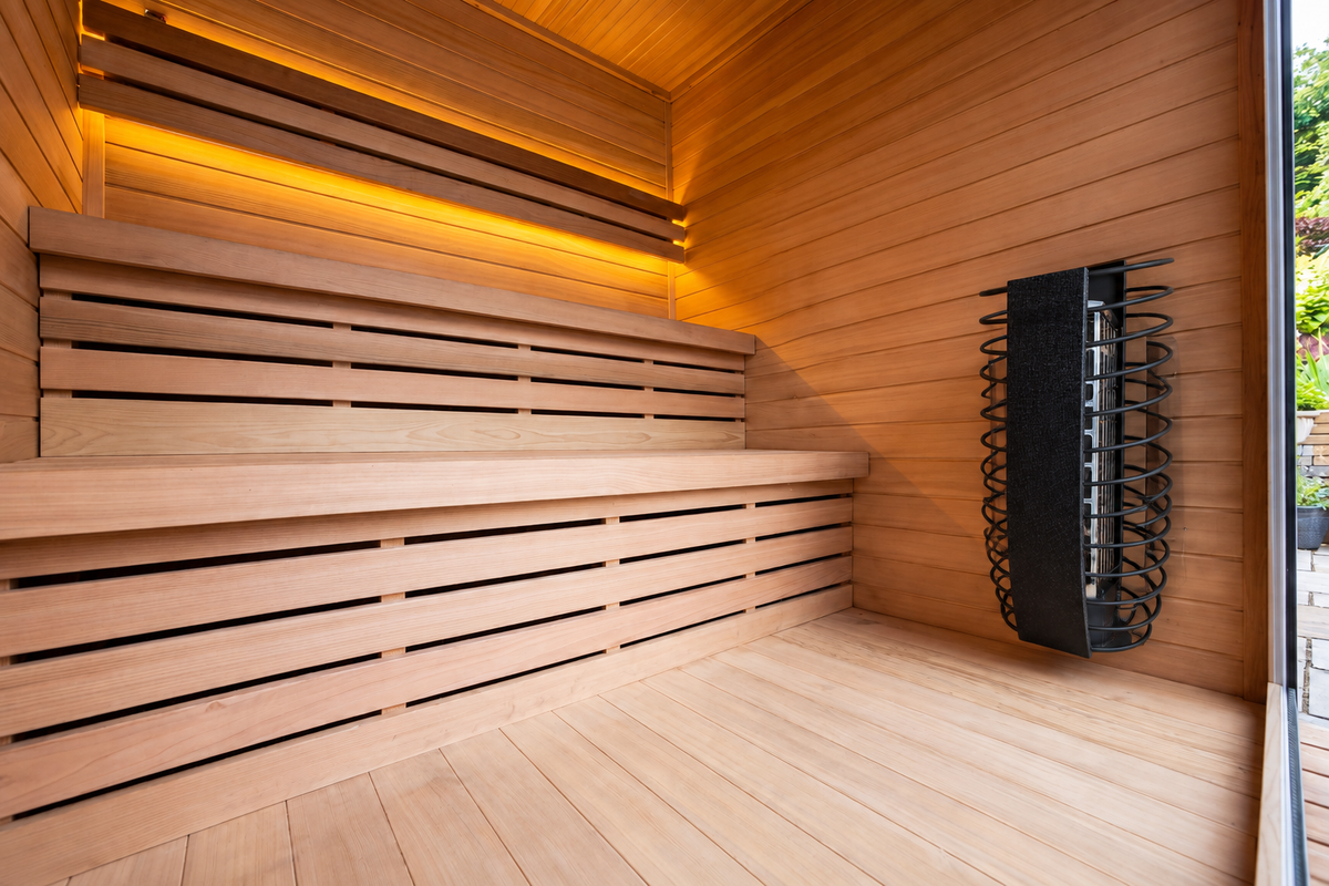 Premium Canadian Red Cedar Sauna for 3-4 People | 6kW Heater, Tempered Glass Front, LED Lighting, Indoor/Outdoor Use, with Complete Accessories for Home Wellness Recovery