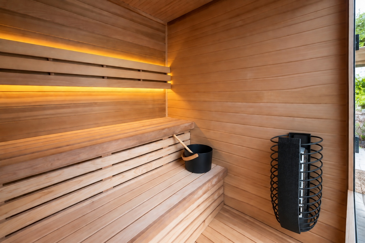 Premium Canadian Red Cedar Sauna for 3-4 People | 6kW Heater, Tempered Glass Front, LED Lighting, Indoor/Outdoor Use, with Complete Accessories for Home Wellness Recovery