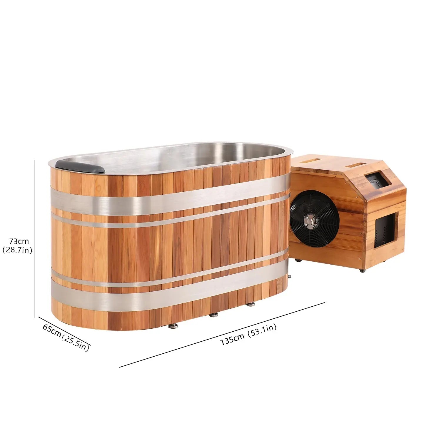 U-Shaped Red Cedar Ice Bath Tub – Ergonomic Cold Plunge Spa Barrel for Cold Water Therapy, Athlete Recovery & Home Wellness, Natural Wooden Wellness Tub HELIUS