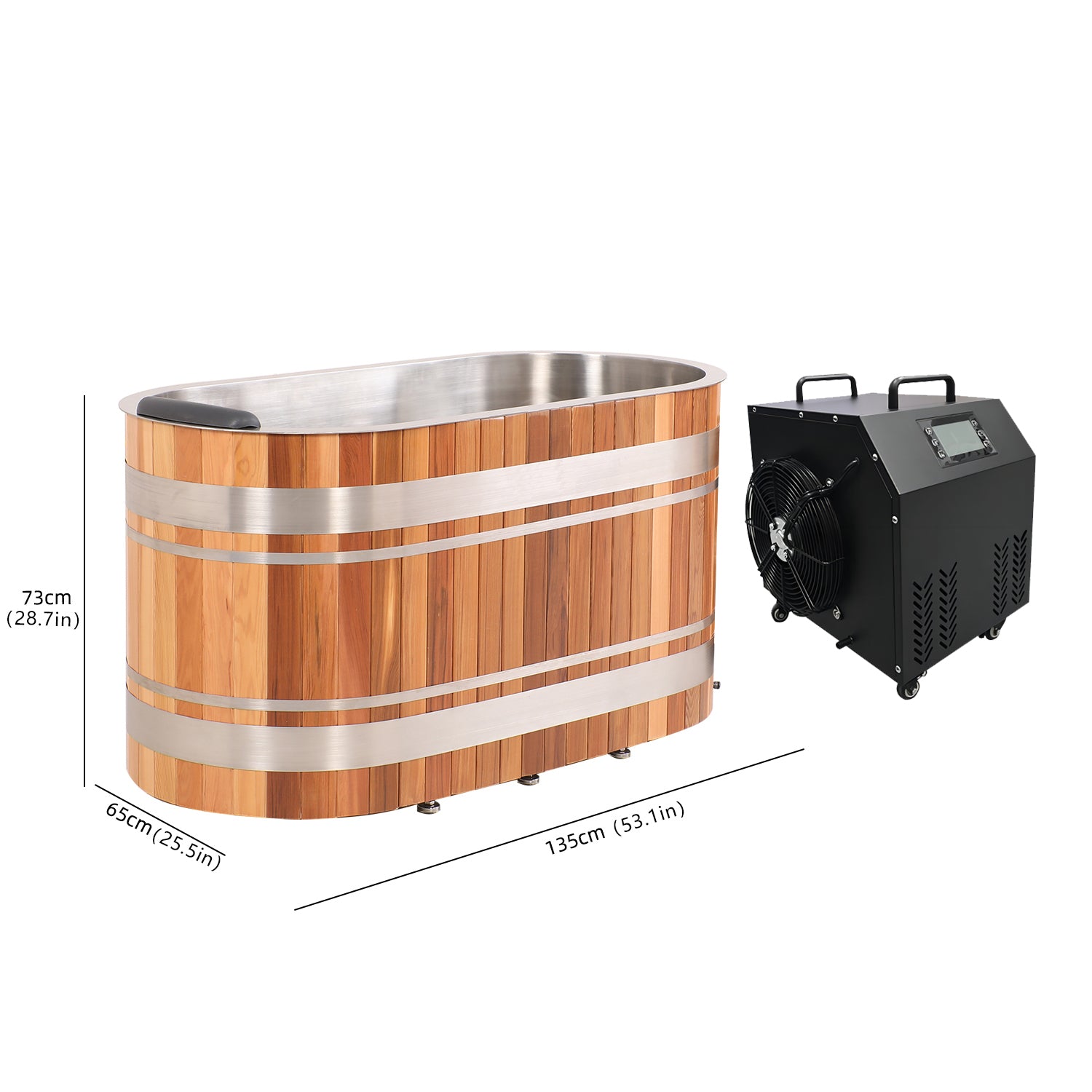 U-Shaped Red Cedar Ice Bath Tub – Ergonomic Cold Plunge Spa Barrel for Cold Water Therapy, Athlete Recovery & Home Wellness, Natural Wooden Wellness Tub