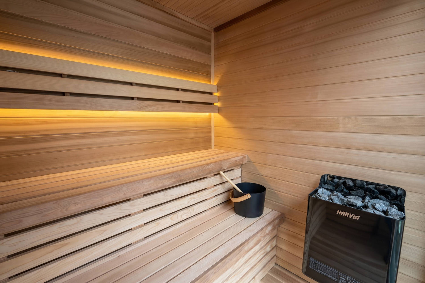 Premium Canadian Red Cedar Sauna for 3-4 People | 6kW Heater, Tempered Glass Front, LED Lighting, Indoor/Outdoor Use, with Complete Accessories for Home Wellness Recovery