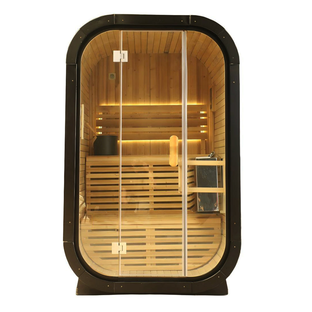 Cedar Traditional Steam Outdoor Square Sauna for 1-2 Persons | Immersive Wooden Healing Private Outdoor Relaxation Space