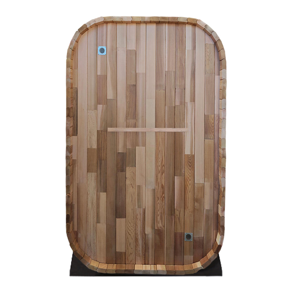 Outdoor Square Traditional Steam Sauna with Red Cedar Wood Construction – Premium Outdoor Sauna for Home Wellness & Relaxation