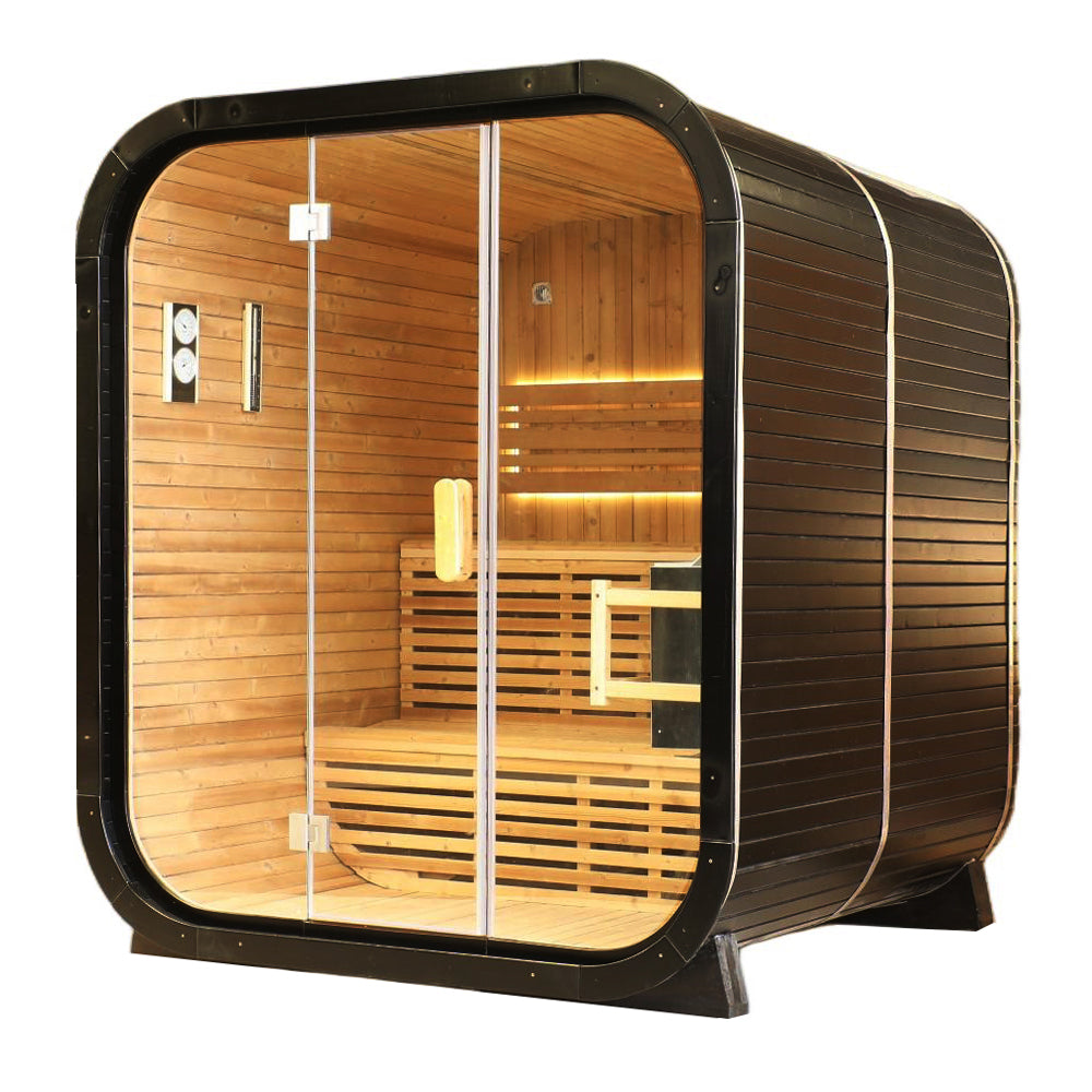 Outdoor Traditional Thermo Spruce Square Steam Sauna - Premium Home Spa Experience for Relaxation & Wellness