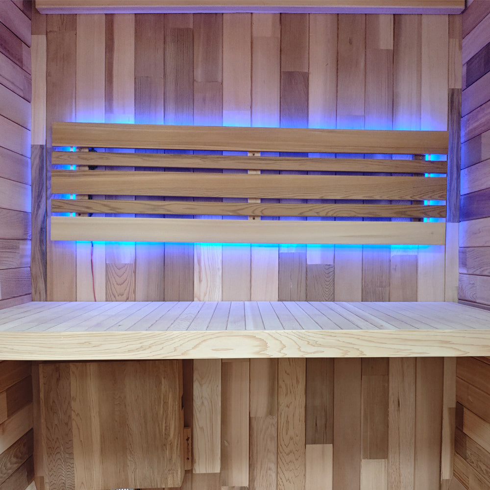 Outdoor Square Traditional Steam Sauna with Red Cedar Wood Construction – Premium Outdoor Sauna for Home Wellness & Relaxation