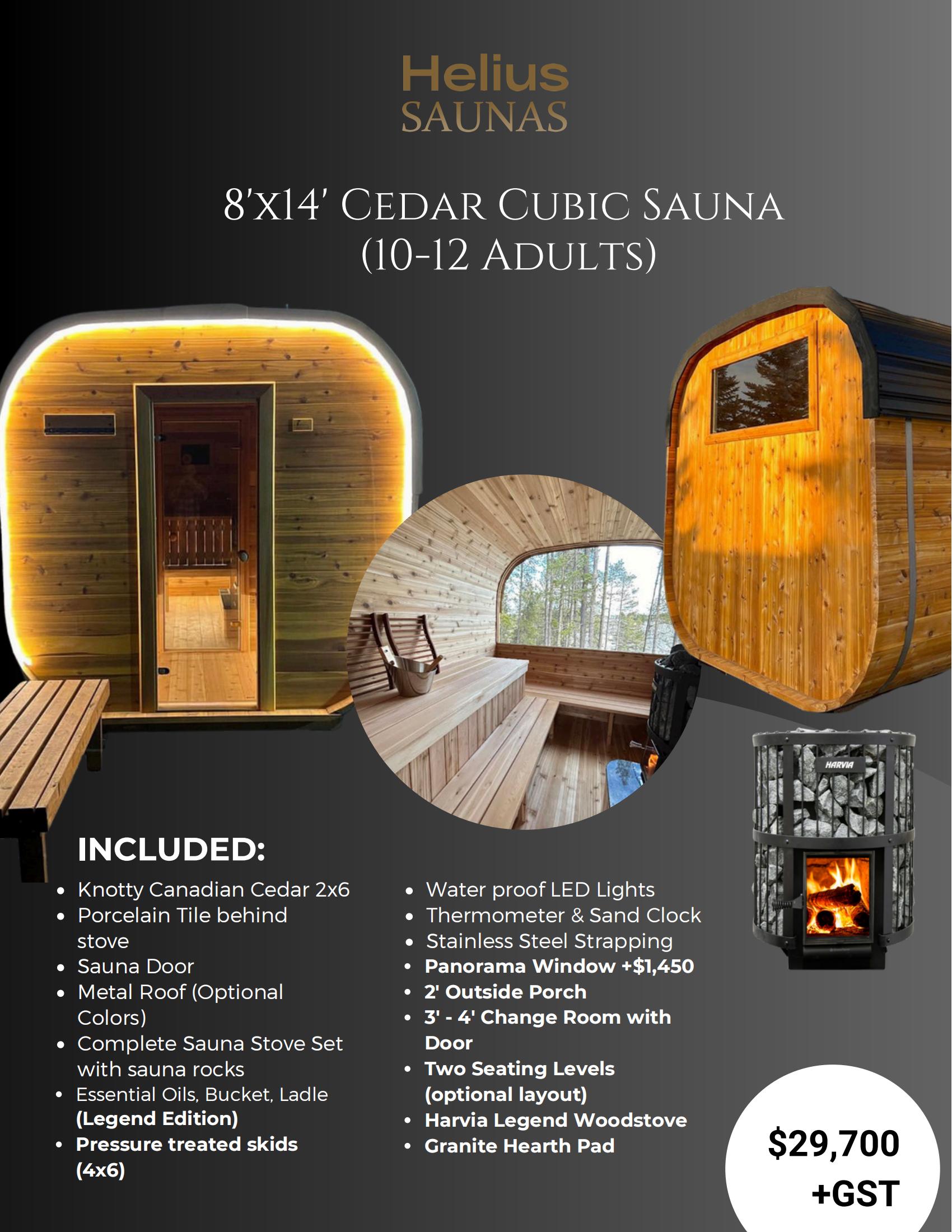 8'X14'CEDARCUBIC SAUNA(10-12 ADULTS)