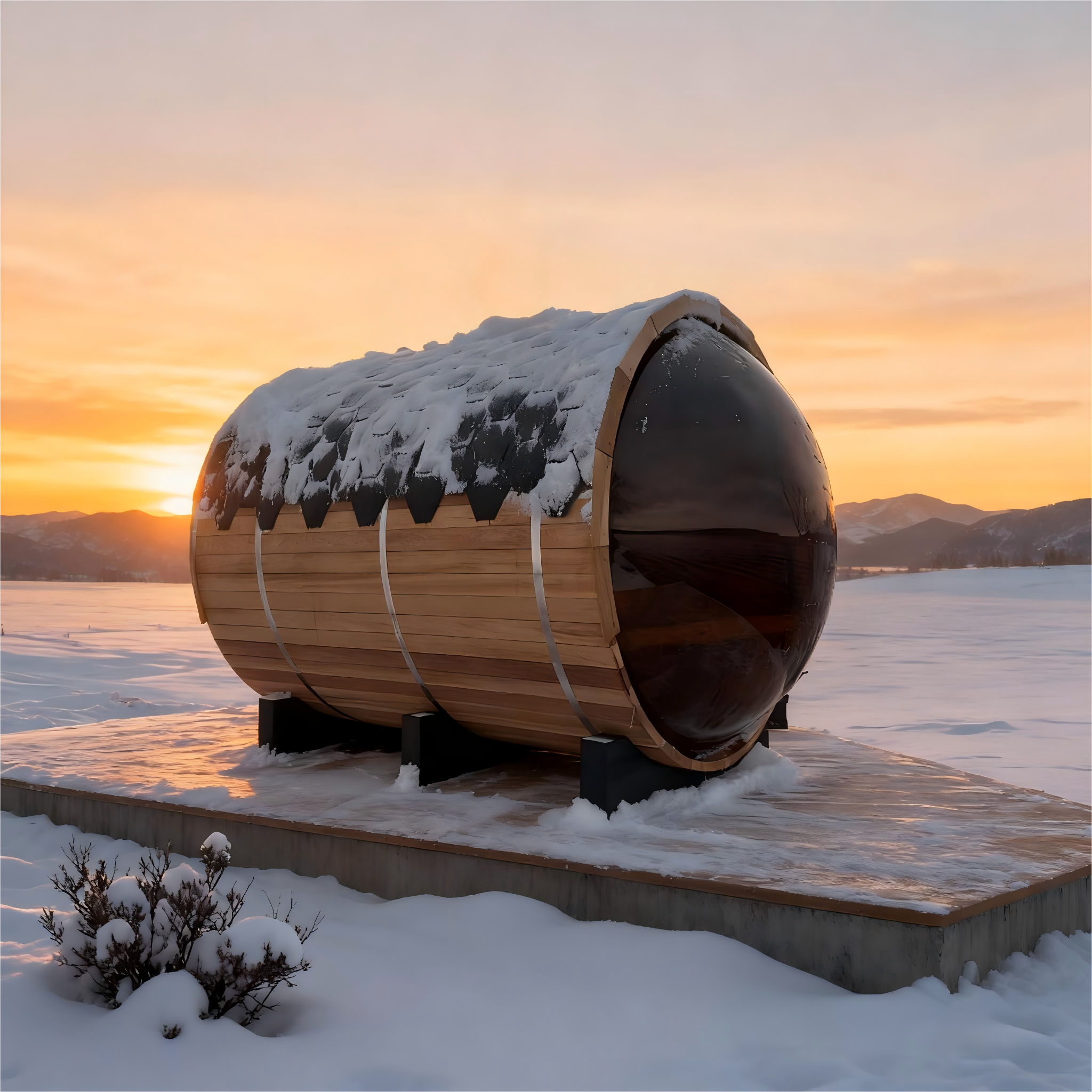 6-Person Patchwork Red Cedar Sauna with Heater and Acrylic Viewing Window