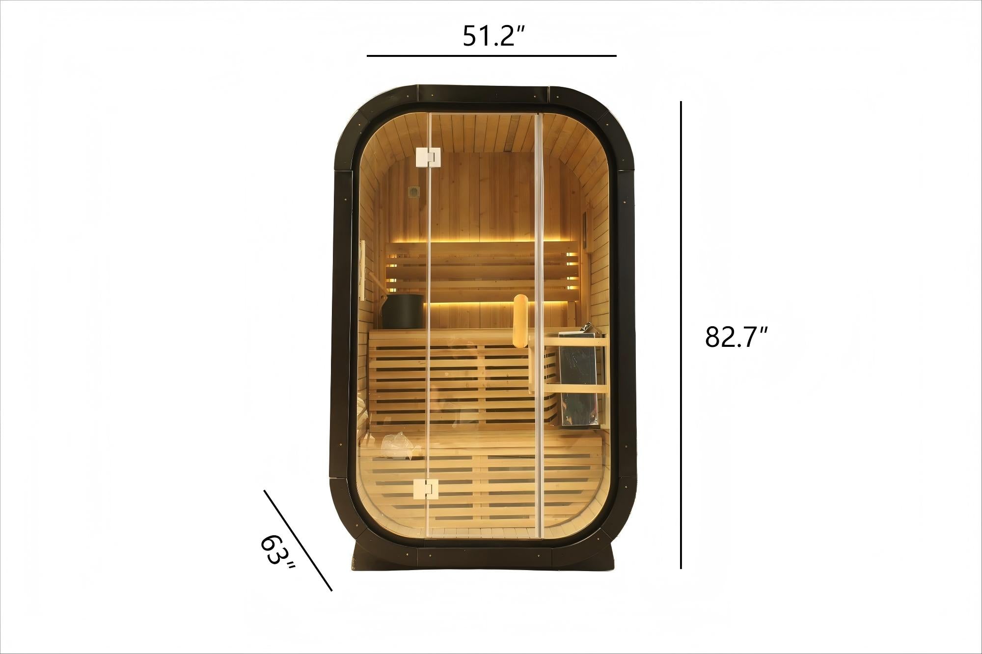 Carbonized Spruce Traditional Steam Outdoor Square Sauna for 1-2 Persons | Immersive Wooden Healing Private Outdoor Relaxation Space