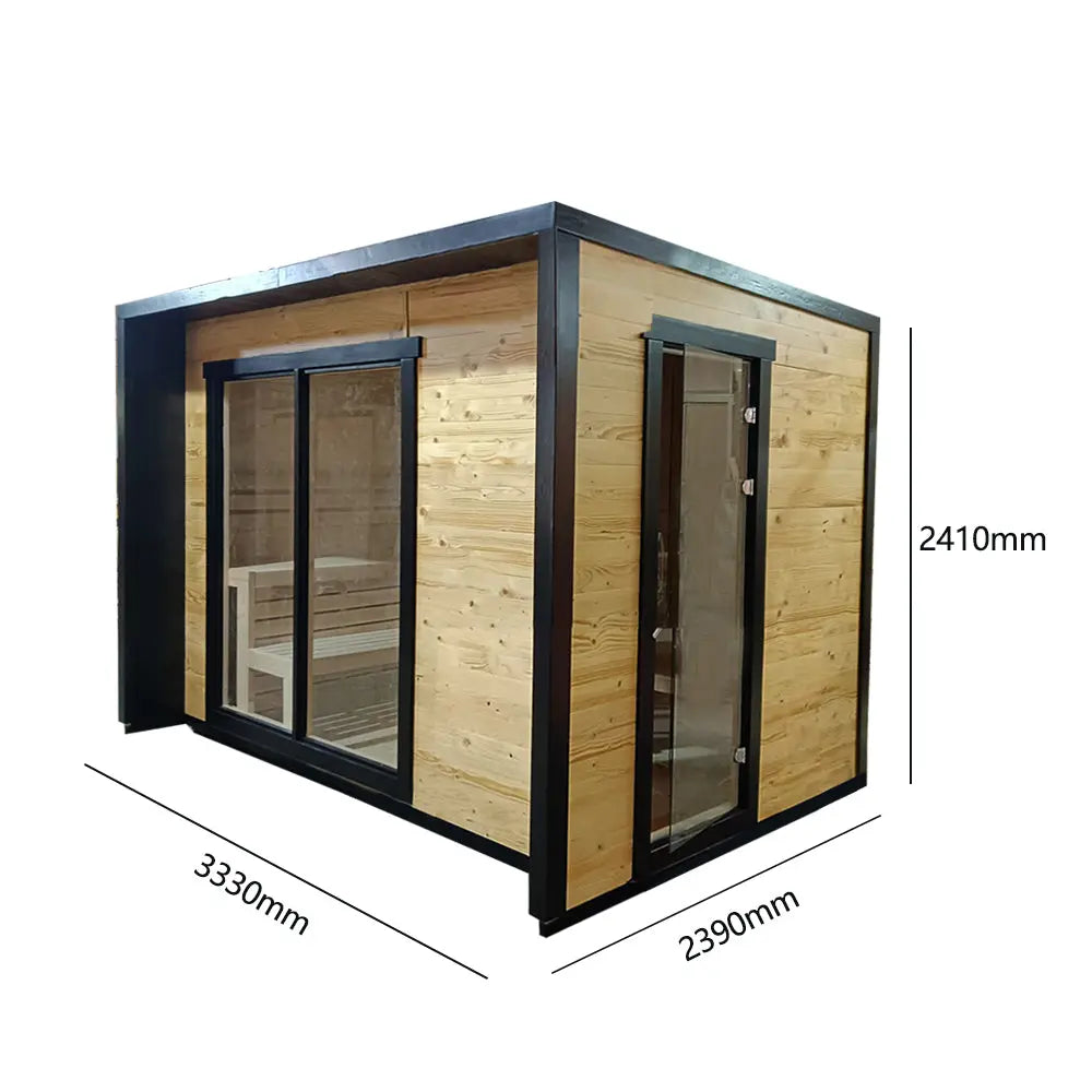 【New product pre-sale】6-person Square Luxury Outdoor Sauna with Private Changing Room - XPO HELIUS