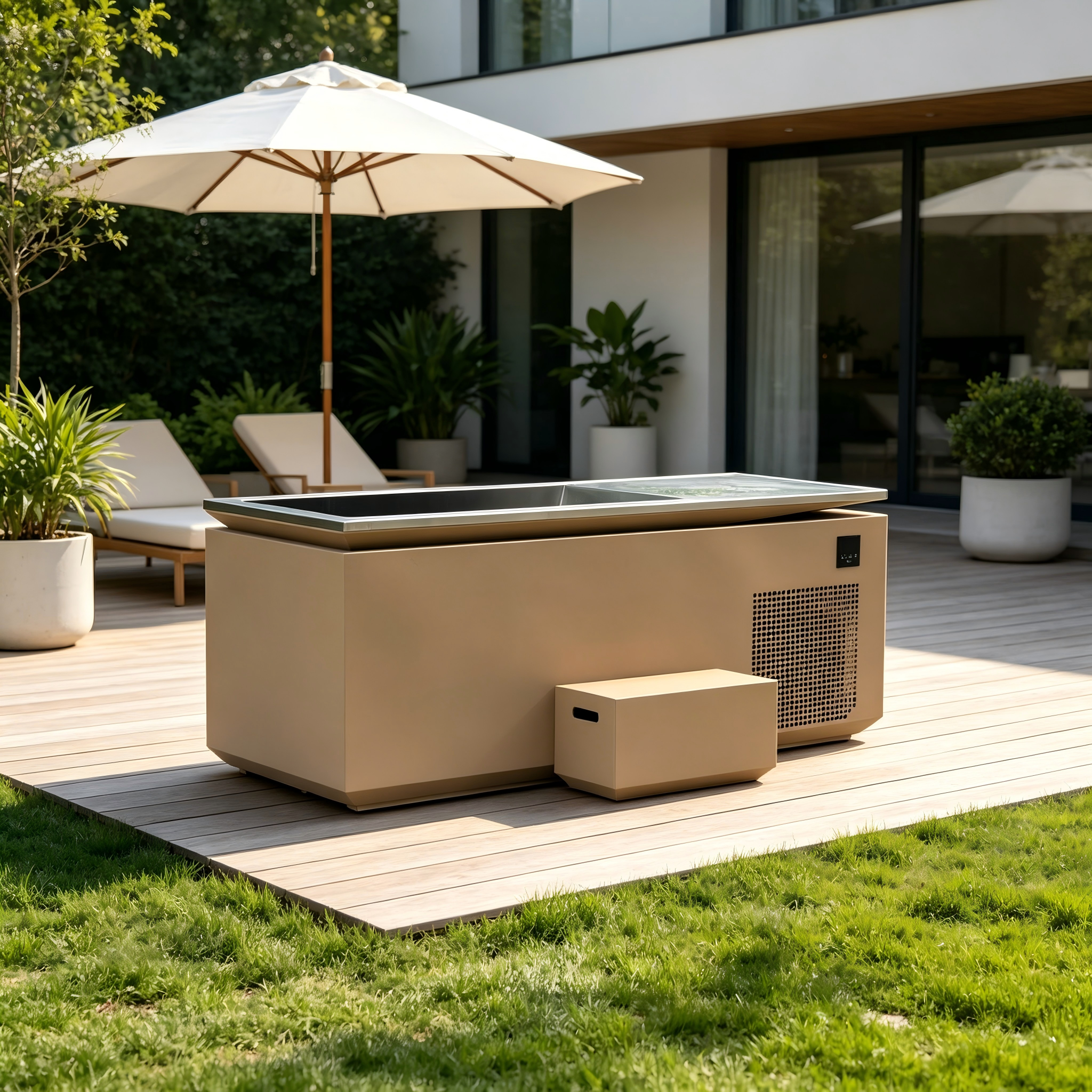 Stainless Steel Cold Plunge Tub with 1HP Chiller & Pump – All-in-One Ice Bath for Athletes Recovery, Cold Water Therapy, Indoor/Outdoor Use