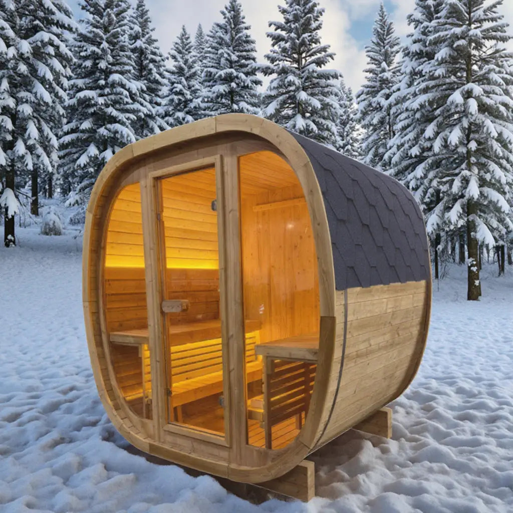 4-person Brown Square Outdoor Sauna HELIUS